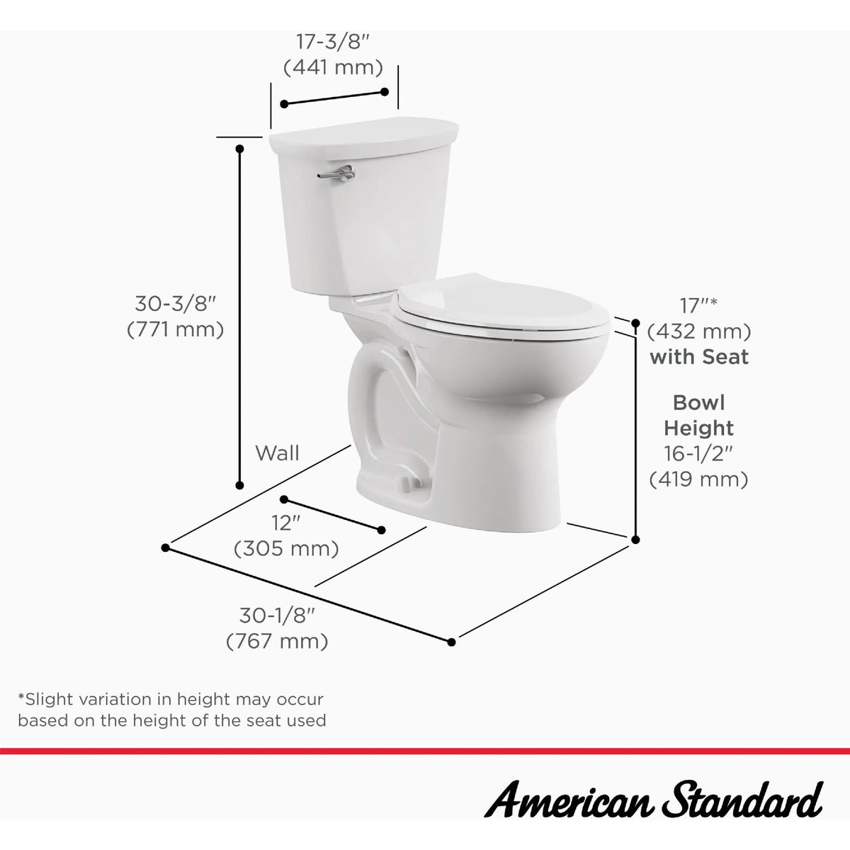 American Standard Cadet 3 Right Height White Elongated Bowl 1.28 GPF Toilet Image 3