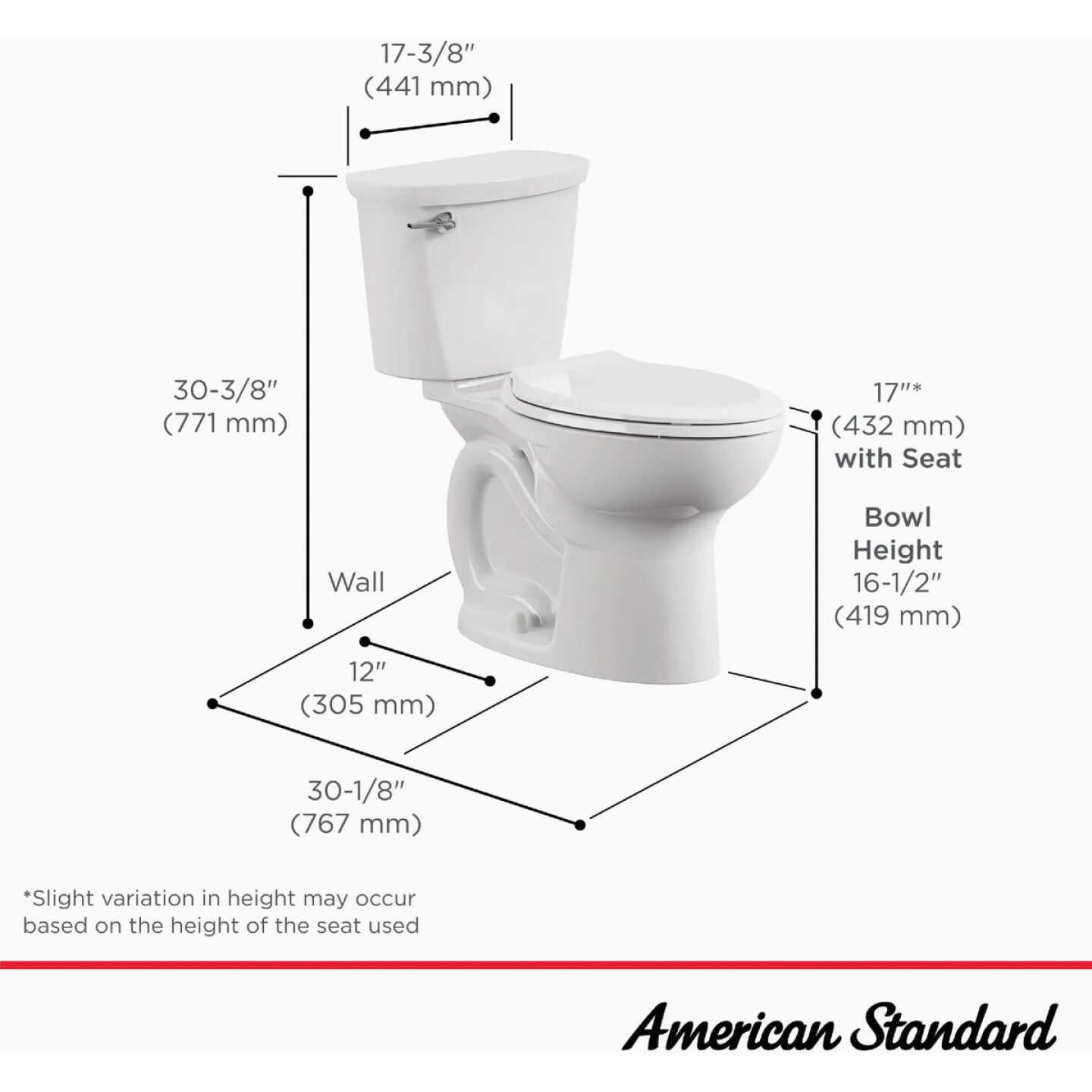 American Standard Cadet 3 Right Height White Elongated Bowl 1.28 GPF Toilet Image 3