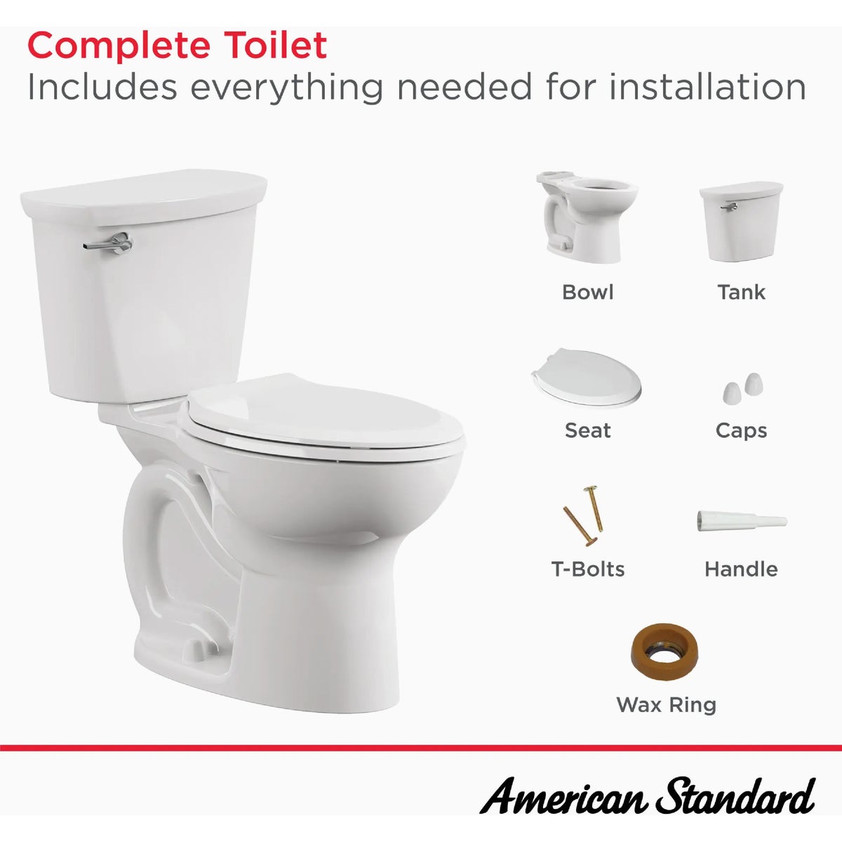 American Standard Cadet 3 Right Height White Elongated Bowl 1.28 GPF Toilet Image 2