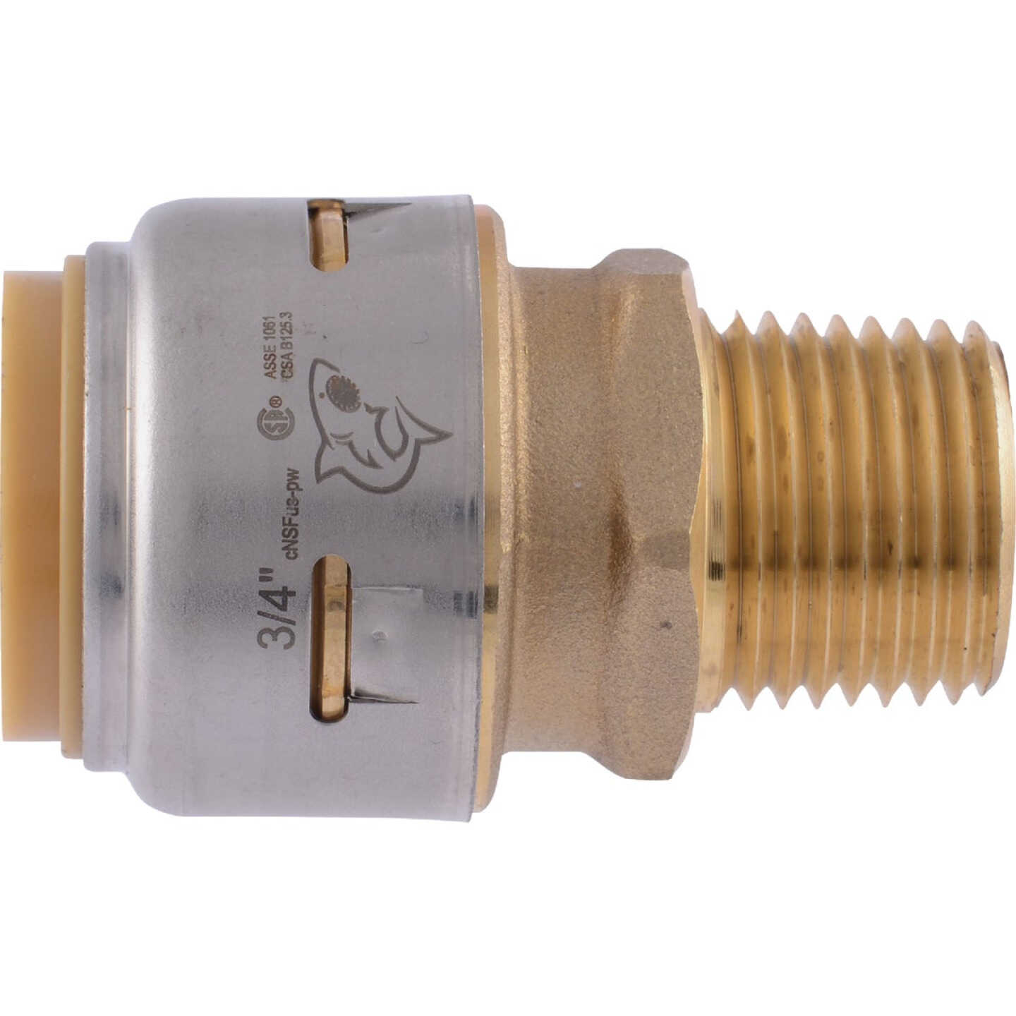 SharkBite 3/4 In. x 1/2 In. MNPT Bullnose Brass Push-to-Connect Male Adapter Image 6