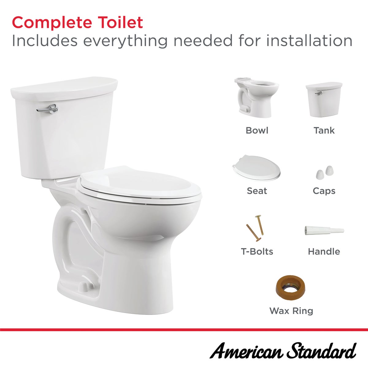 American Standard Cadet 3 10 In. Rough-In White Chair Height Elongated Bowl 1.28 GPF Toilet Image 6
