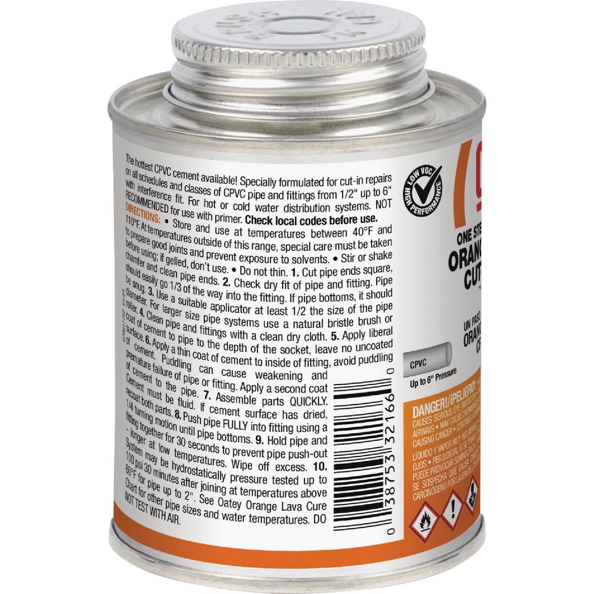 Oatey 8 Oz. Orange Lava One-Stop Hot Cut-In CPVC Cement Image 5