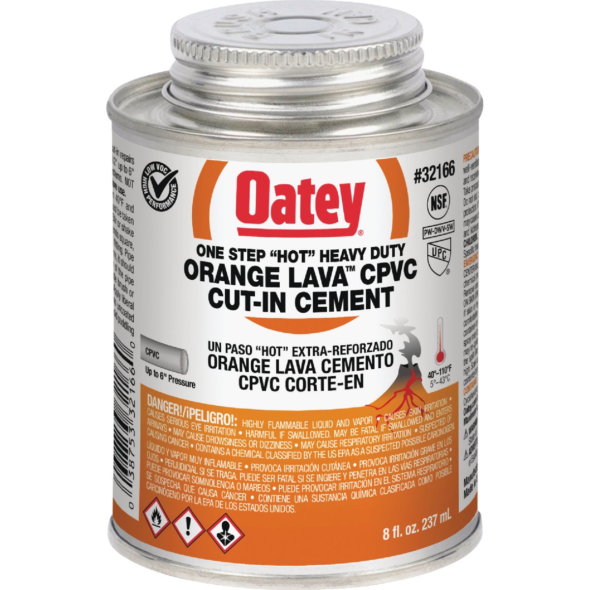 Oatey 8 Oz. Orange Lava One-Stop Hot Cut-In CPVC Cement