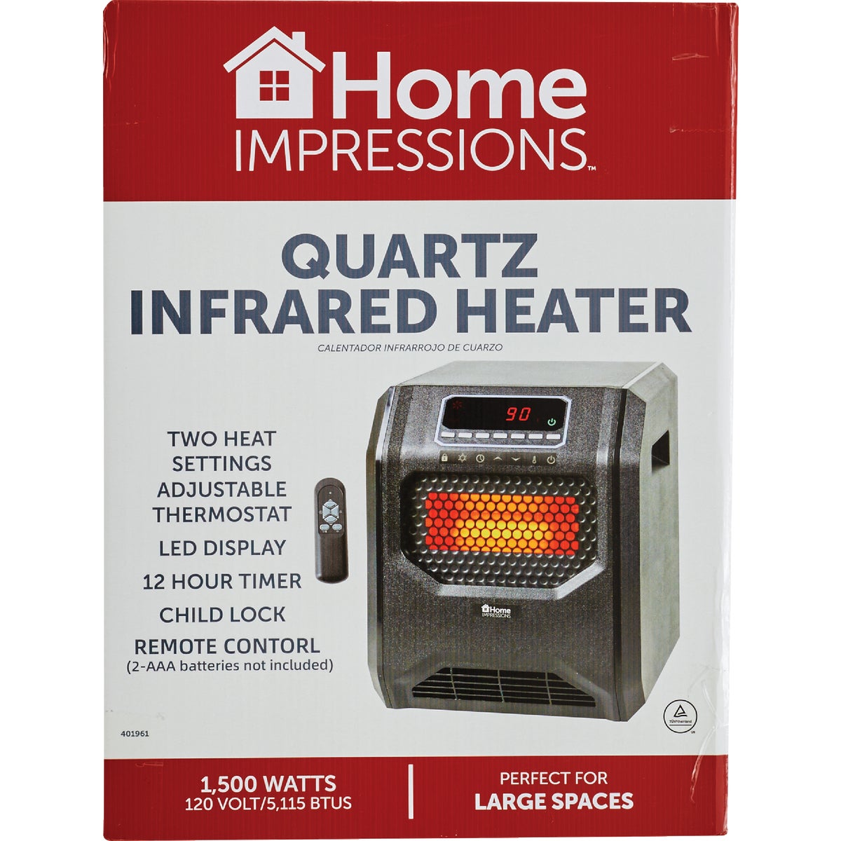 Home Impressions 1500W 120V Quartz Heater Image 2