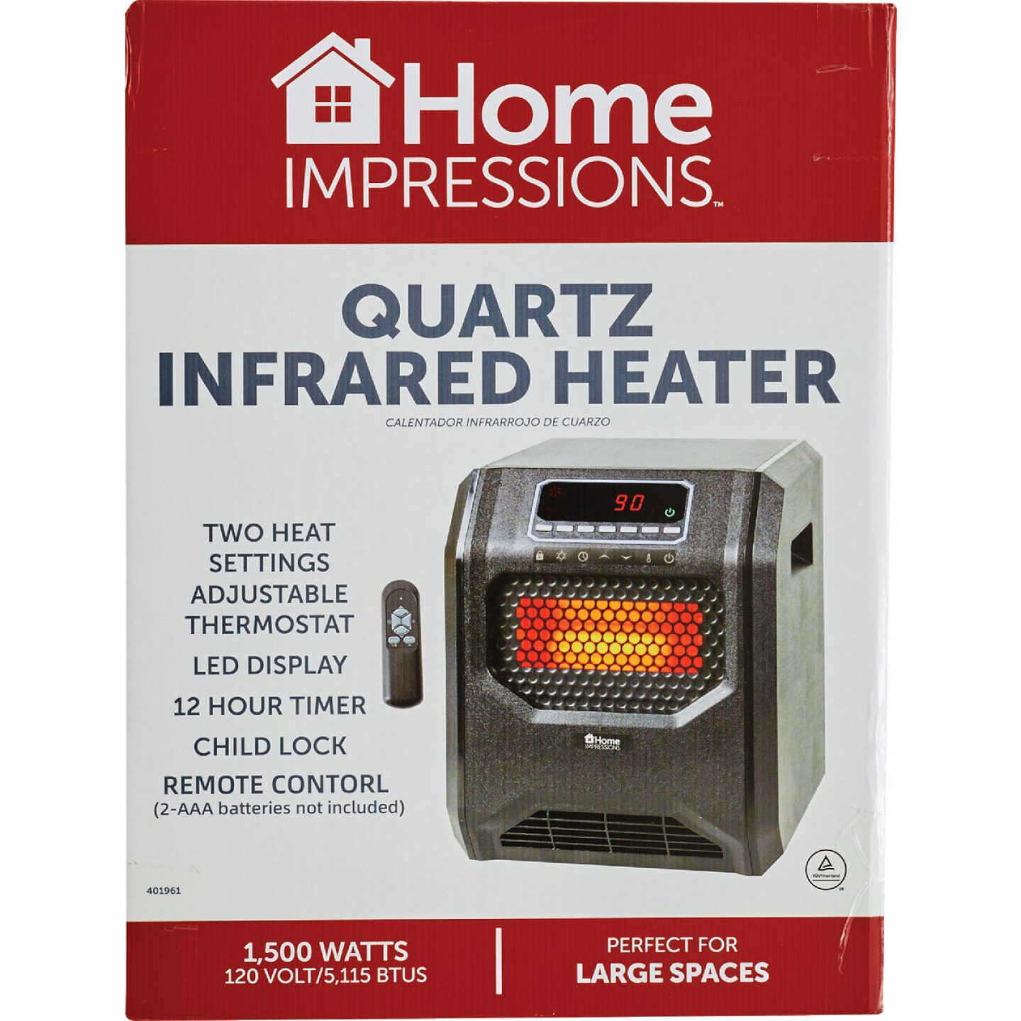 Home Impressions 1500W 120V Quartz Heater Image 2