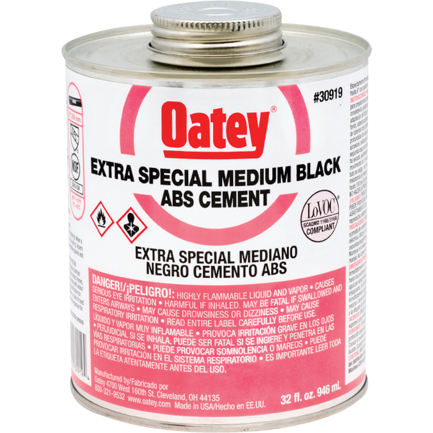 Oatey 32 Oz. Medium Bodied Black Extra Special ABS Cement Image 1
