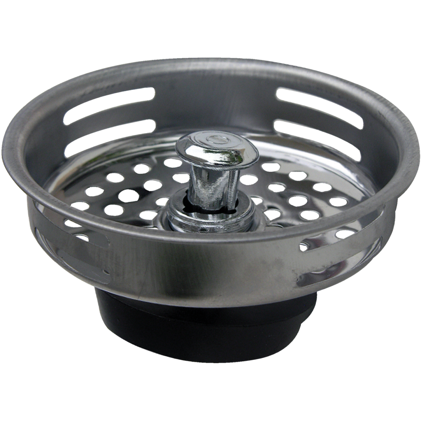 Lasco 3-3/8 In. Chrome Drop Post Style Duo Basket Strainer Stopper Image 1