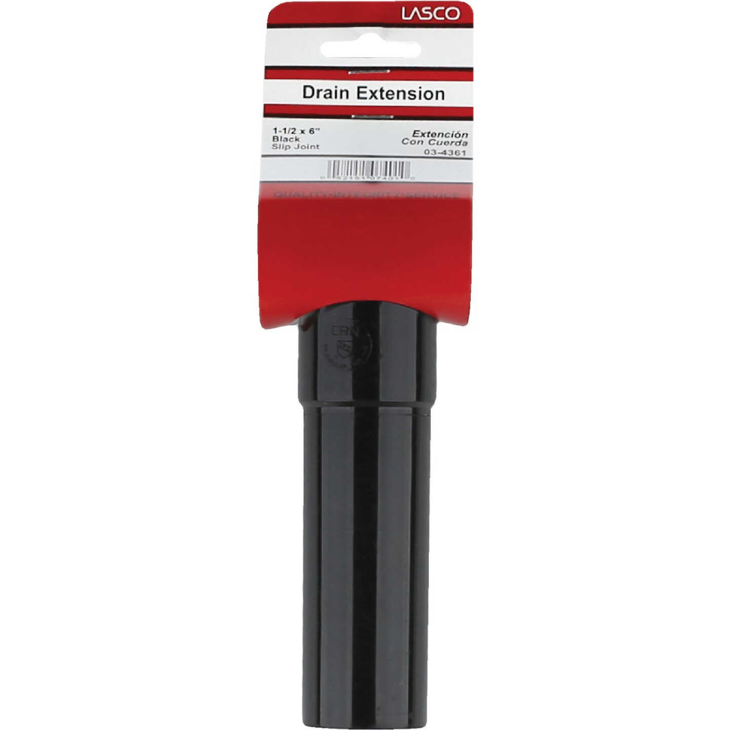 Lasco 1-1/2 In. OD x 6 In. L Black Plastic Extension Tube Image 2