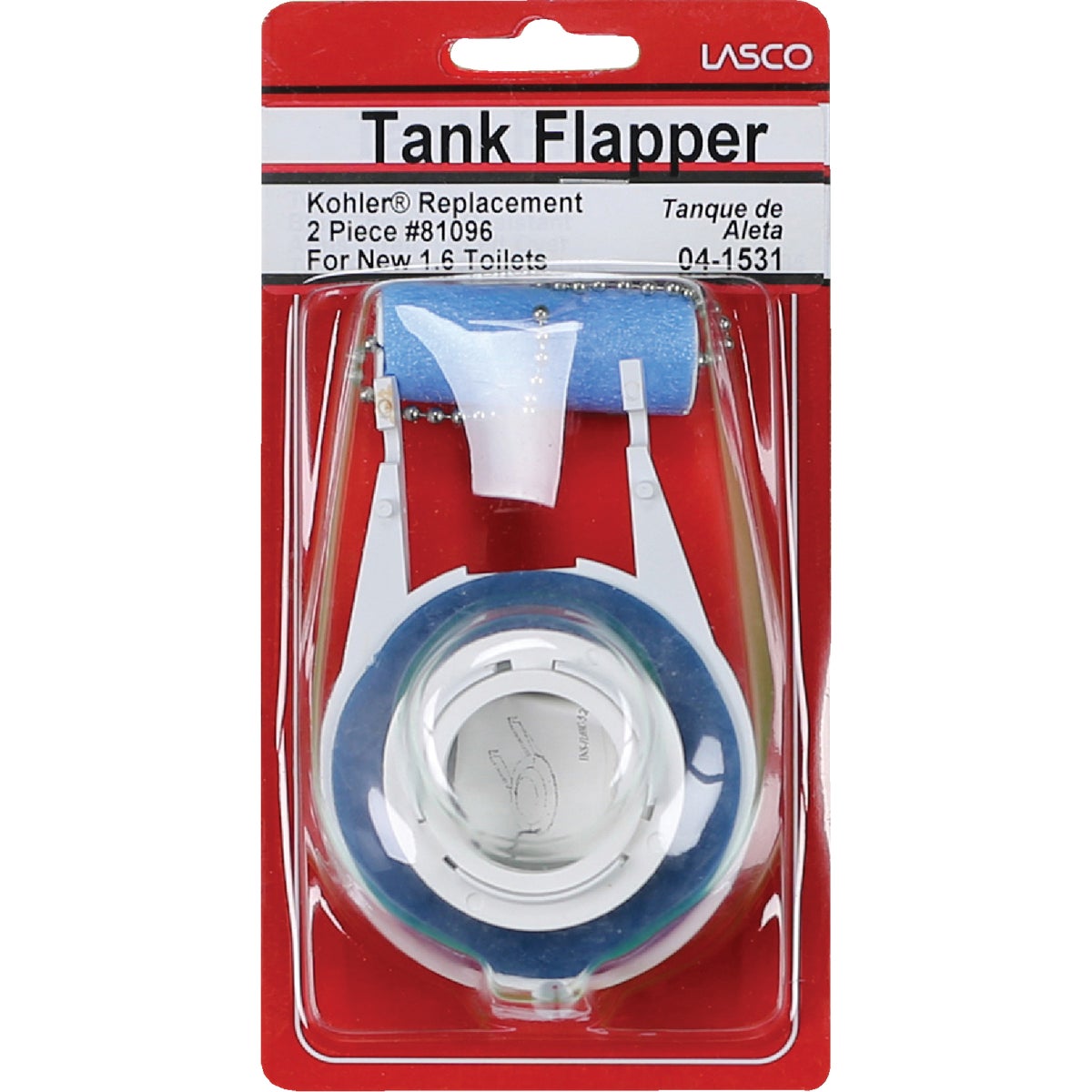 Lasco Kohler Welworth Model 2-Pc. White Flapper with Float and Chain Image 2