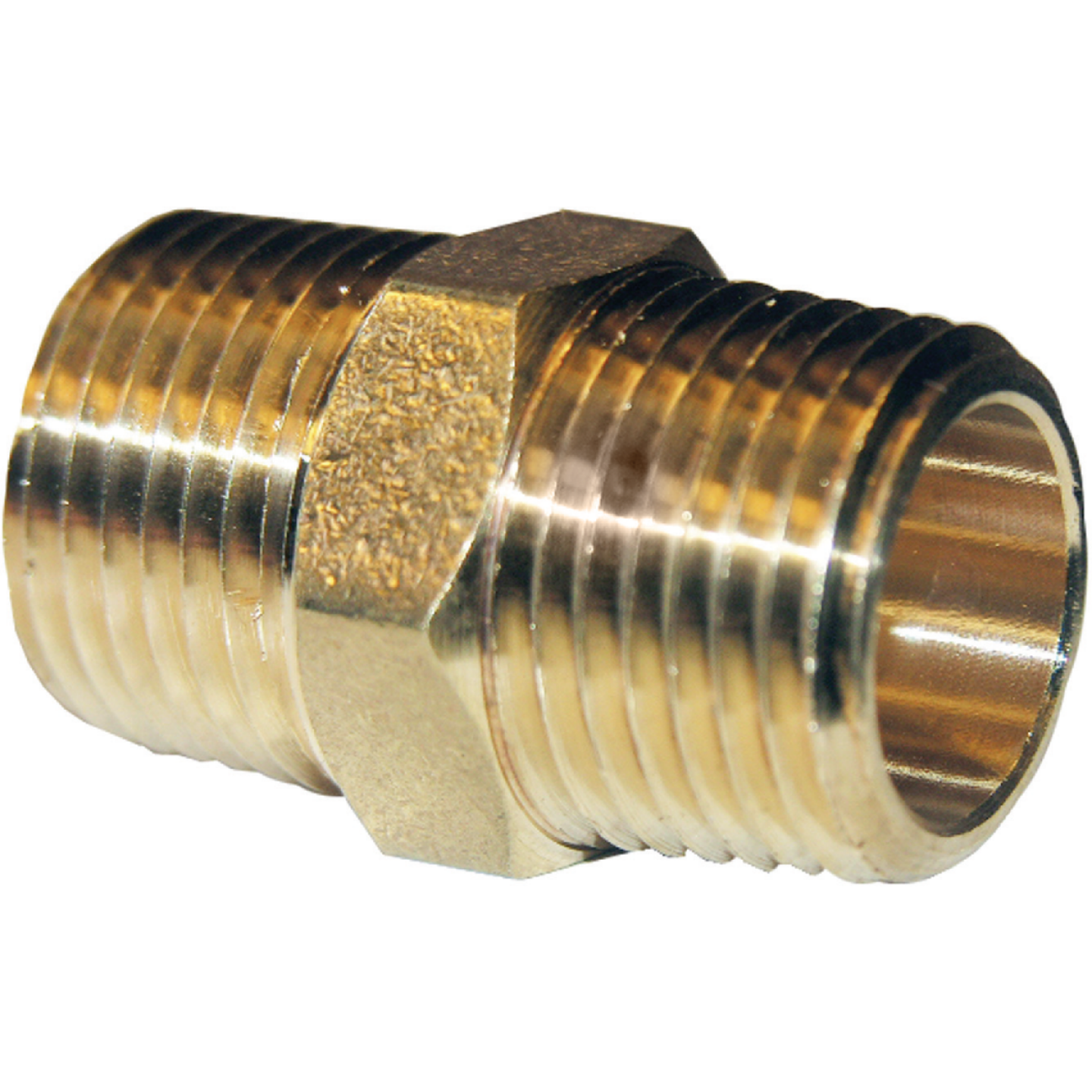 Lasco 1/2 In. MPT x 1/2 In. MPT Brass Hex Nipple Image 1