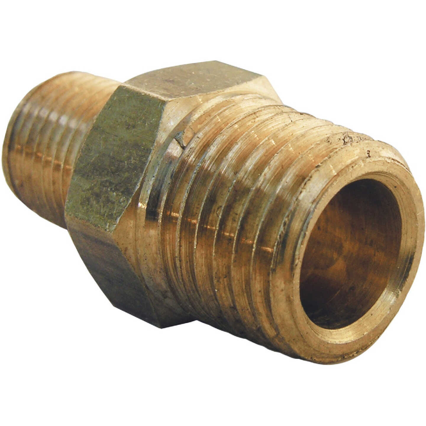 Lasco 1/4 In. MPT x 1/8 In. MPT Brass Hex Nipple Image 1