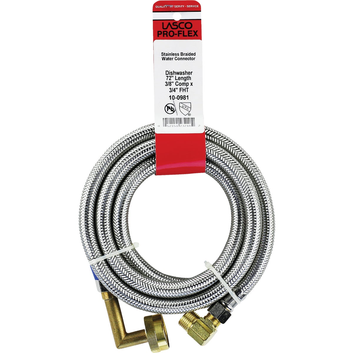 Lasco 3/8 In. x 3/8 In. x 72 In. L Stainless Steel Dishwasher Connector Image 2