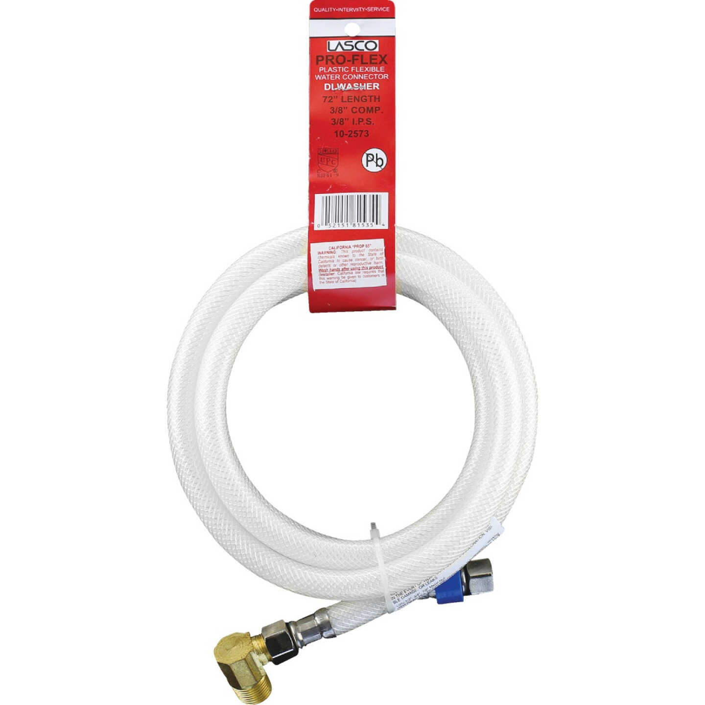 Lasco 3/8 In. x 3/8 In. x 72 In. L Braided Poly Vinyl Dishwasher Connector Image 2