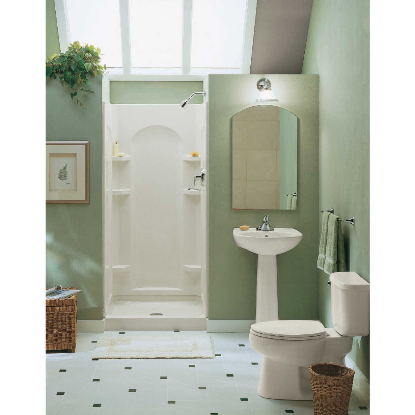 Sterling Ensemble 36 In. W x 34 In. D Center Drain Shower Pan in White Image 3