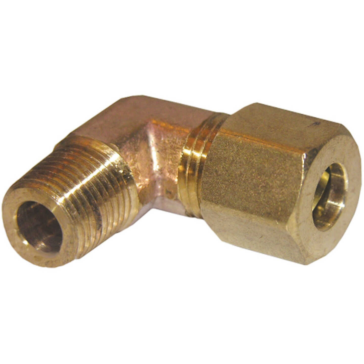 Lasco 1/4 In. C x 1/8 In. MPT 90 Deg. Compression Brass Elbow (1/4 Bend) Image 1