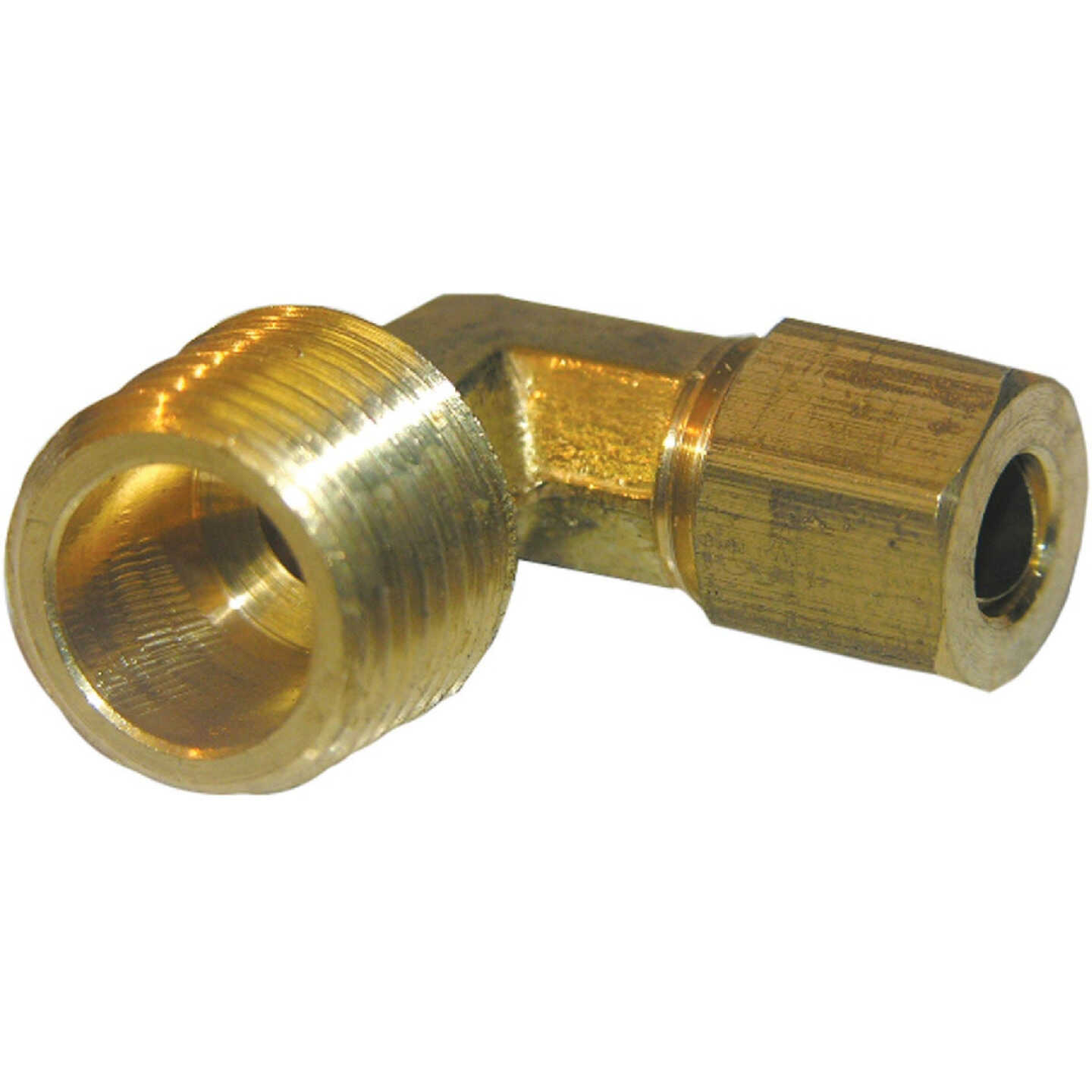 Lasco 1/4 In. C x 3/8 In. MPT 90 Deg. Compression Brass Elbow (1/4 Bend) Image 1