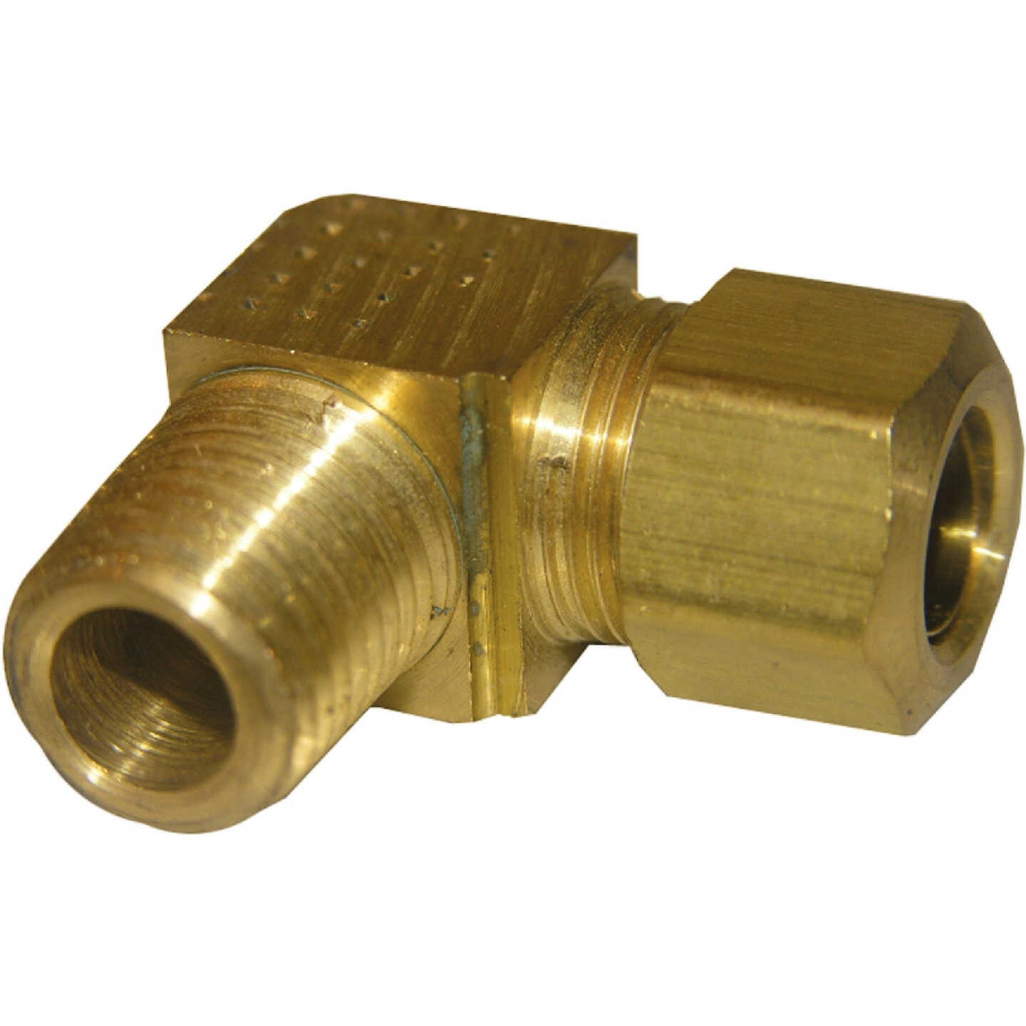 Lasco 3/8 In. C x 1/4 In. MPT 90 Deg. Compression Brass Elbow (1/4 Bend) Image 1
