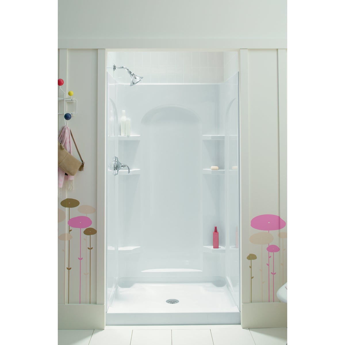 Sterling Ensemble 48 In. W x 34 In. D Center Drain Shower Pan in White Image 4