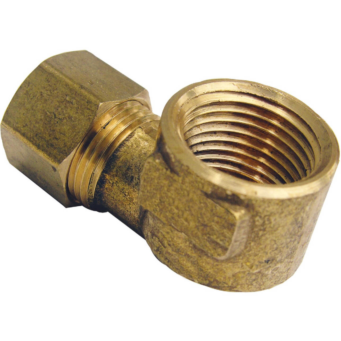 Lasco 3/8 In. C x 1/2 In. FPT 90 Deg. Compression Brass Elbow (1/4 Bend) Image 1