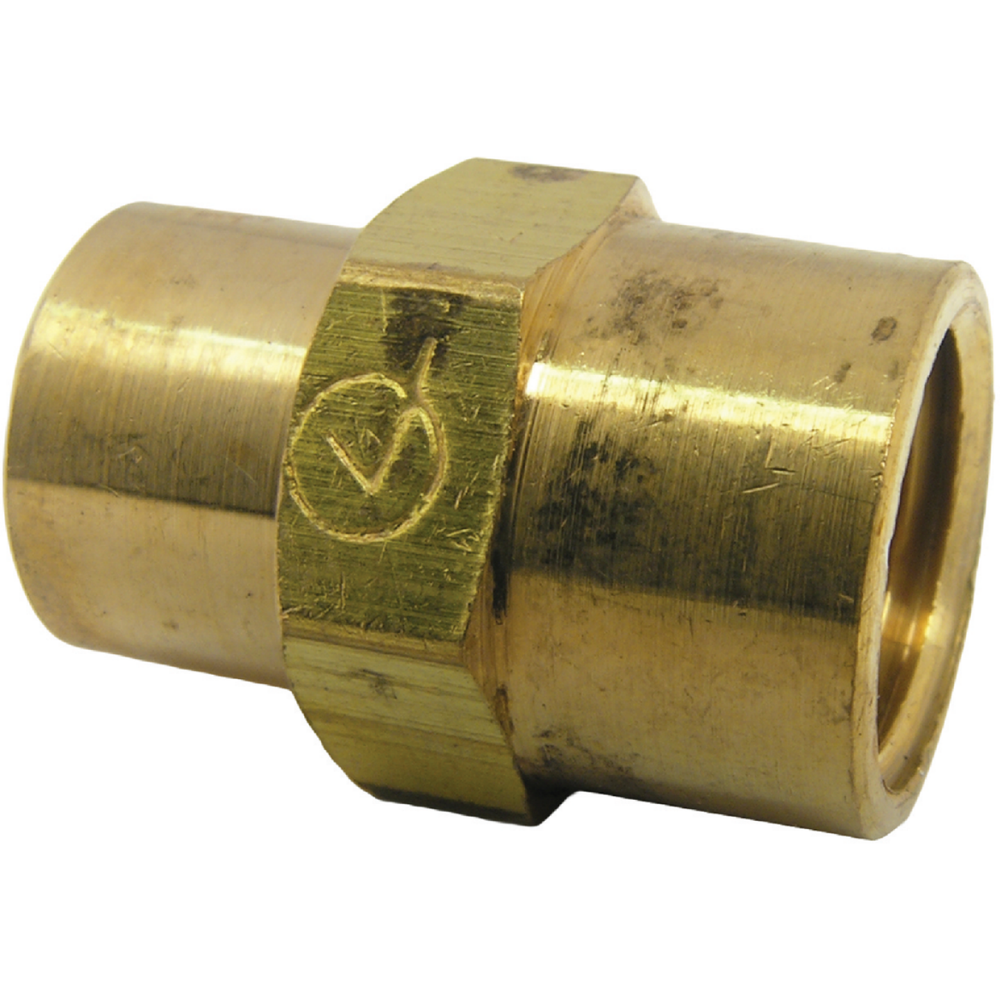 Lasco 1/4 In. FPT x 1/8 In. FPT Yellow Brass Reducing Coupling Image 1