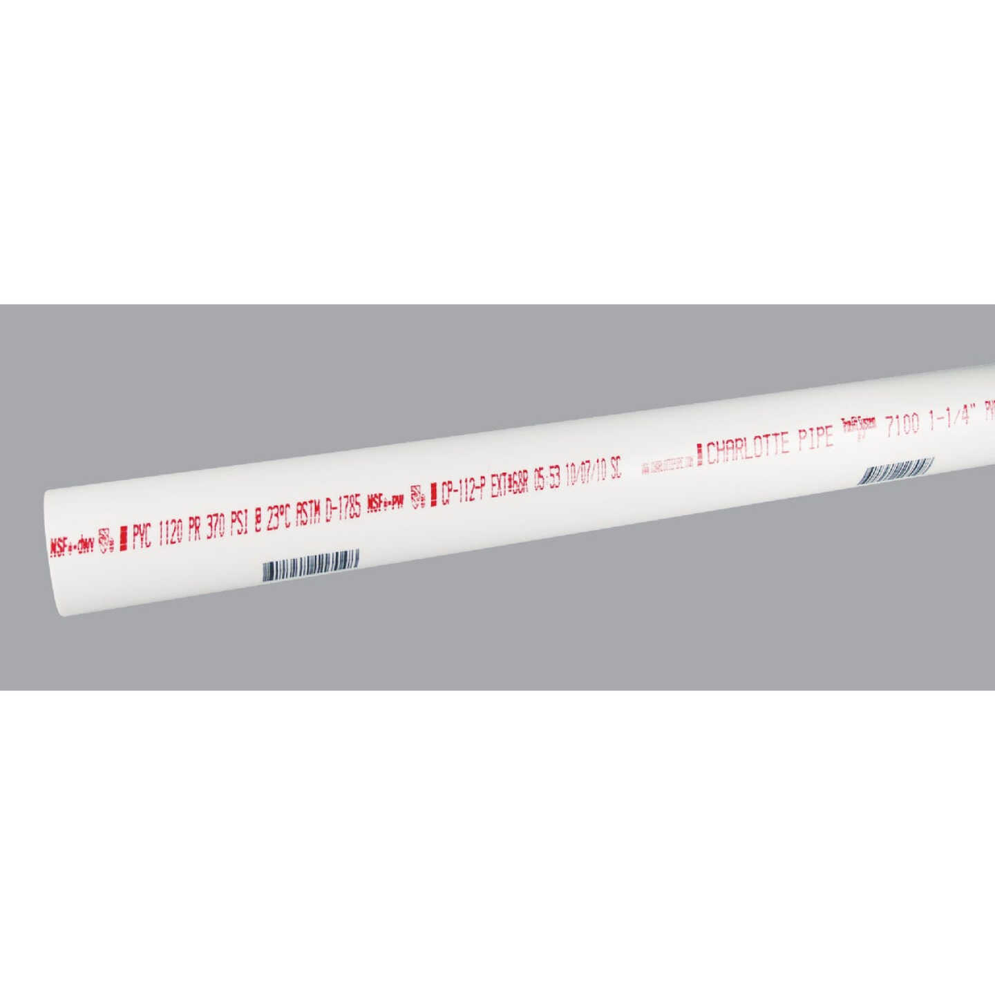 Charlotte Pipe 1-1/4 In. x 10 Ft. Cold Water Schedule 40 PVC Pressure Pipe Image 1