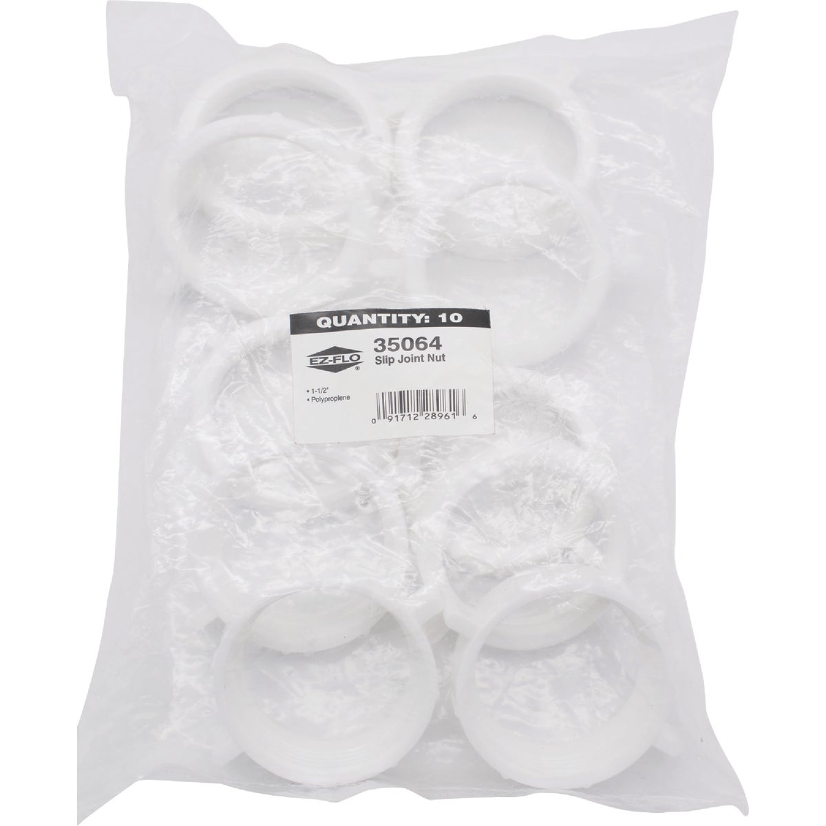 Eastman EZ-FLO 1-1/2 In. White Plastic Slip Joint Nut (10-Pack) Image 2