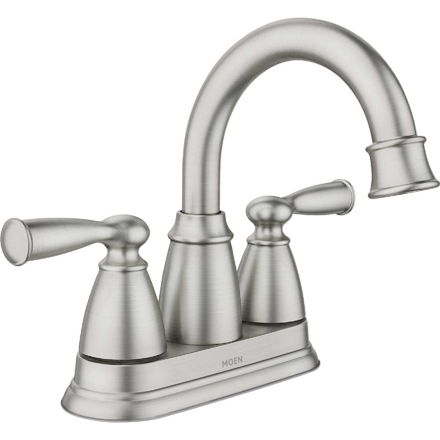 Moen Banbury 2-Handle Lever High Arc Centerset Bathroom Faucet with Push-Down, Spot Resist Brushed Nickel Image 1