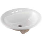 Oval Drop-In Bathroom Sink, White Image 1