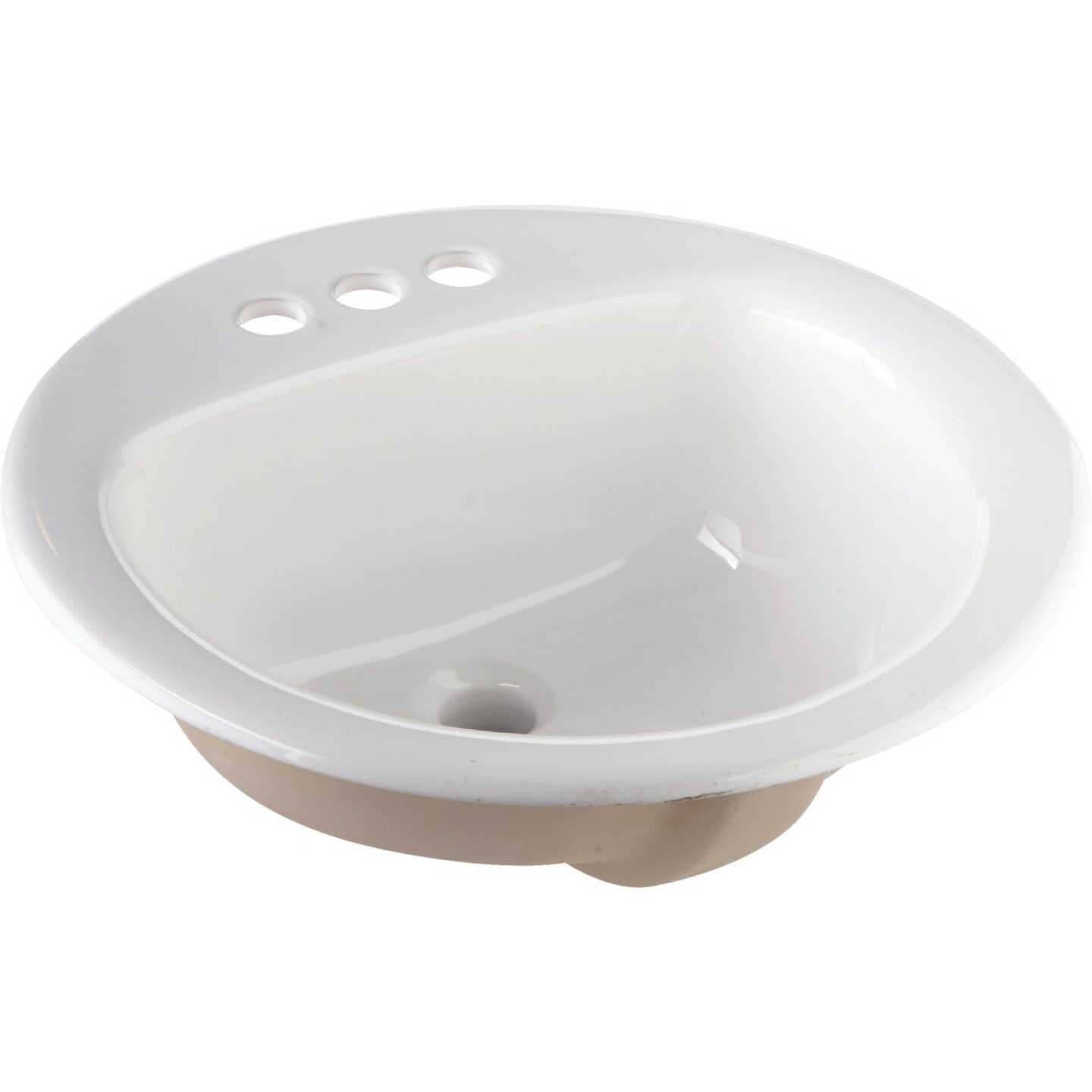 Round Drop-In Bathroom Sink, White Image 1