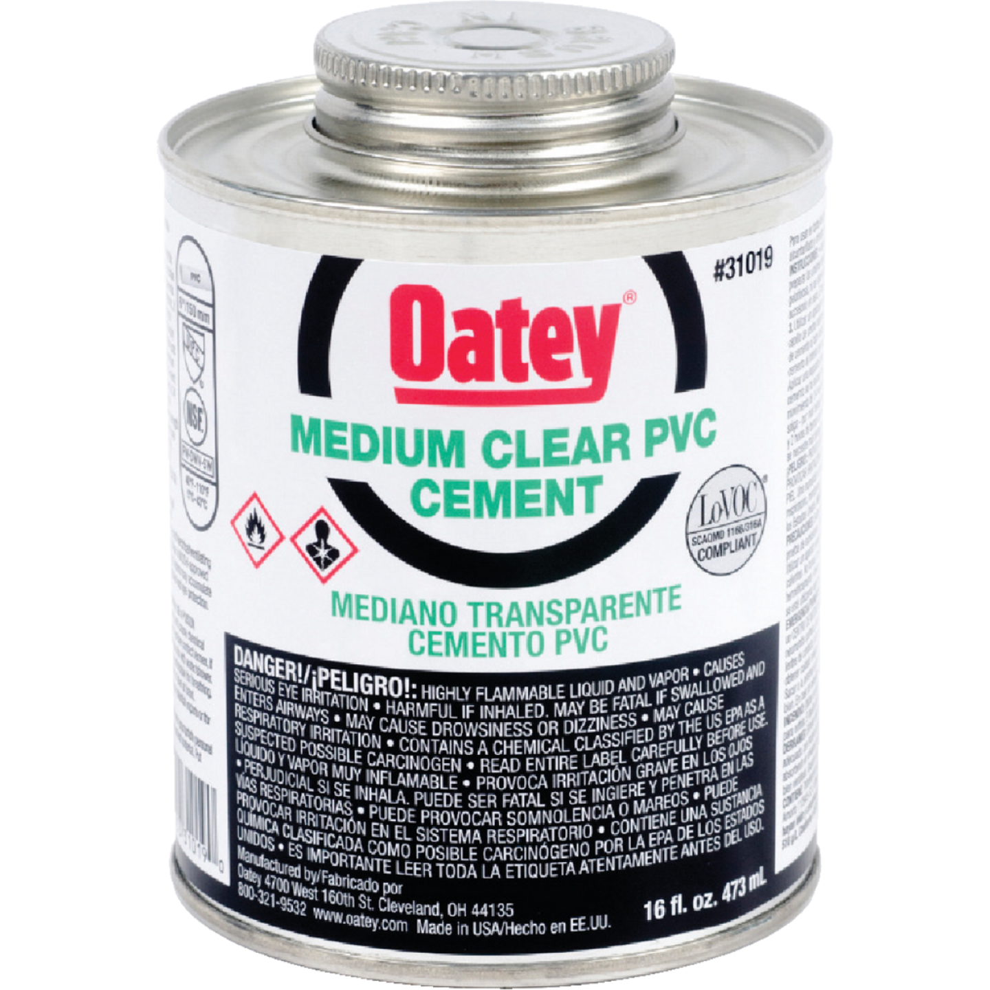 Oatey 1 Pt. Medium Bodied Clear PVC Cement Image 1