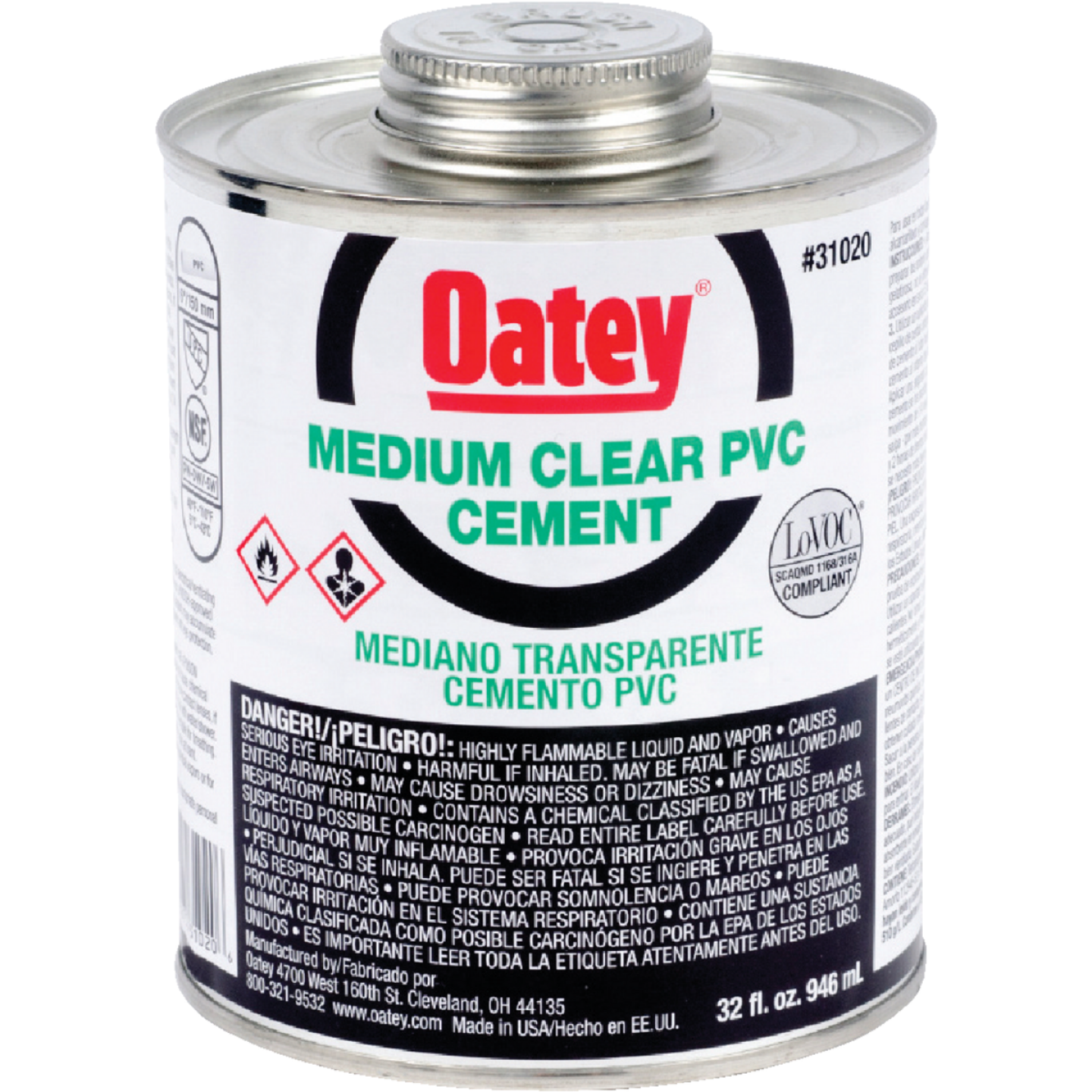 Oatey 1 Qt. Medium Bodied Clear PVC Cement Image 1