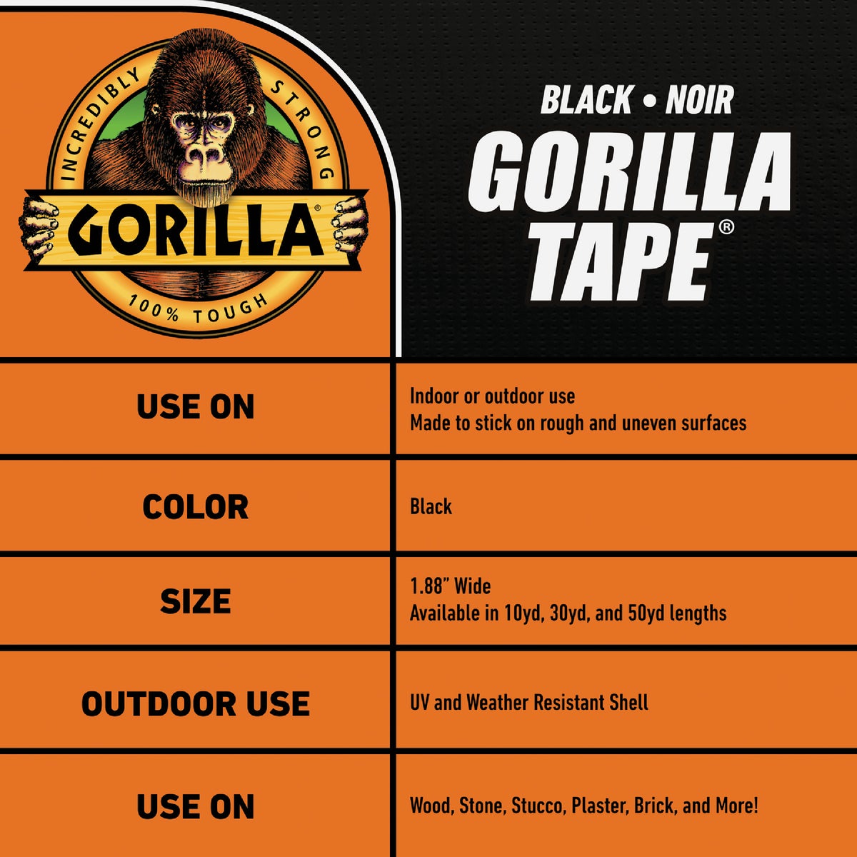 Gorilla 1.88 In. x 30 Yd. Heavy-Duty Duct Tape, Black Image 2