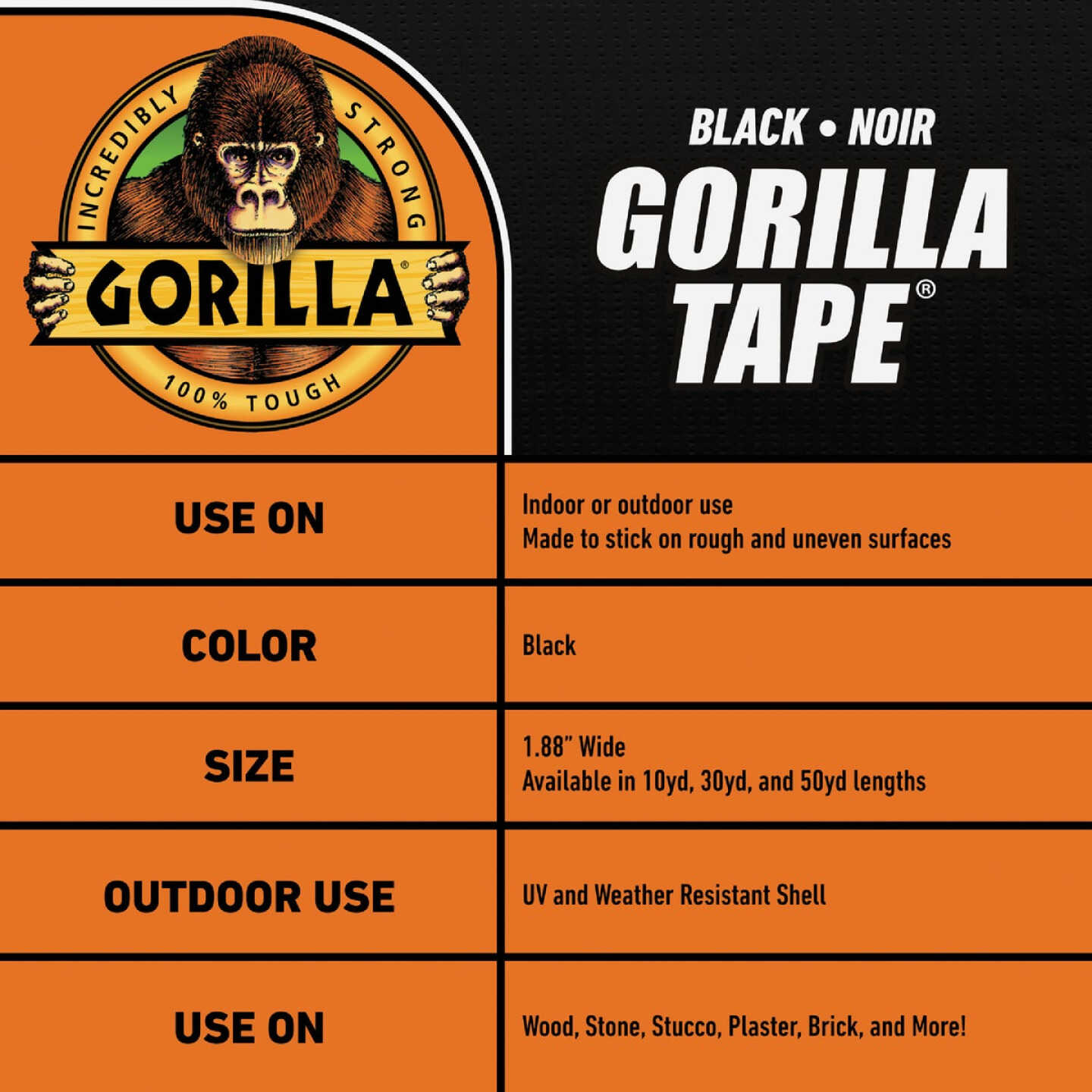 Gorilla 2.88 In. x 25 Yd. Tough & Wide Heavy-Duty Duct Tape, Black Image 2