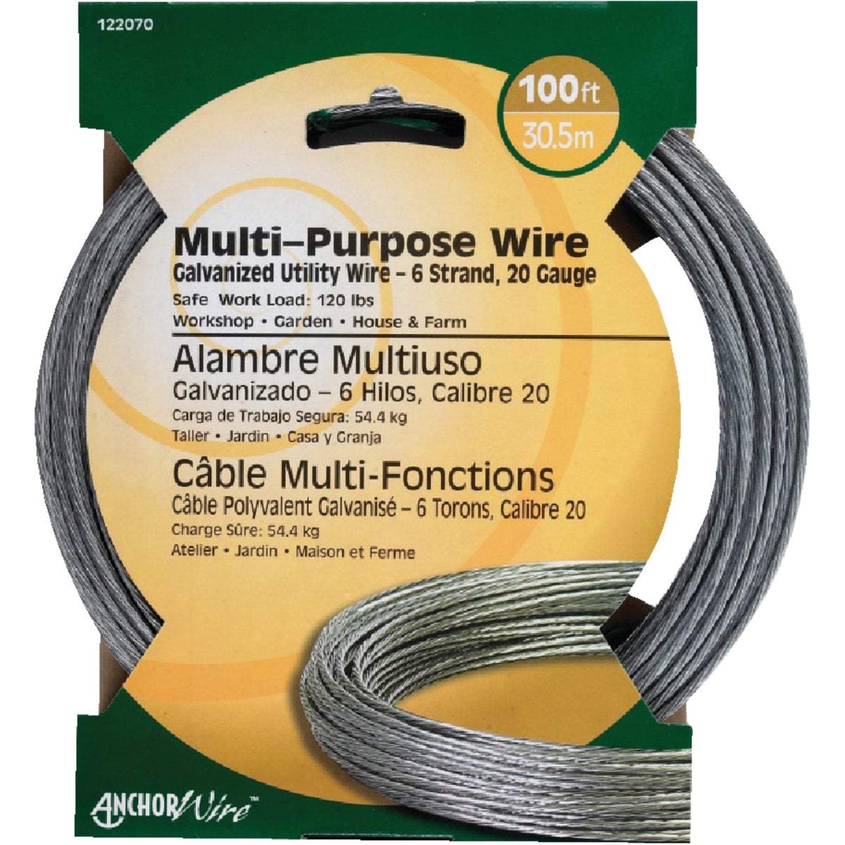 Hillman Anchor Wire 100 Ft. 20 Ga. Galvanized Steel 6-Strand General Purpose Wire, Display Refill Image 1