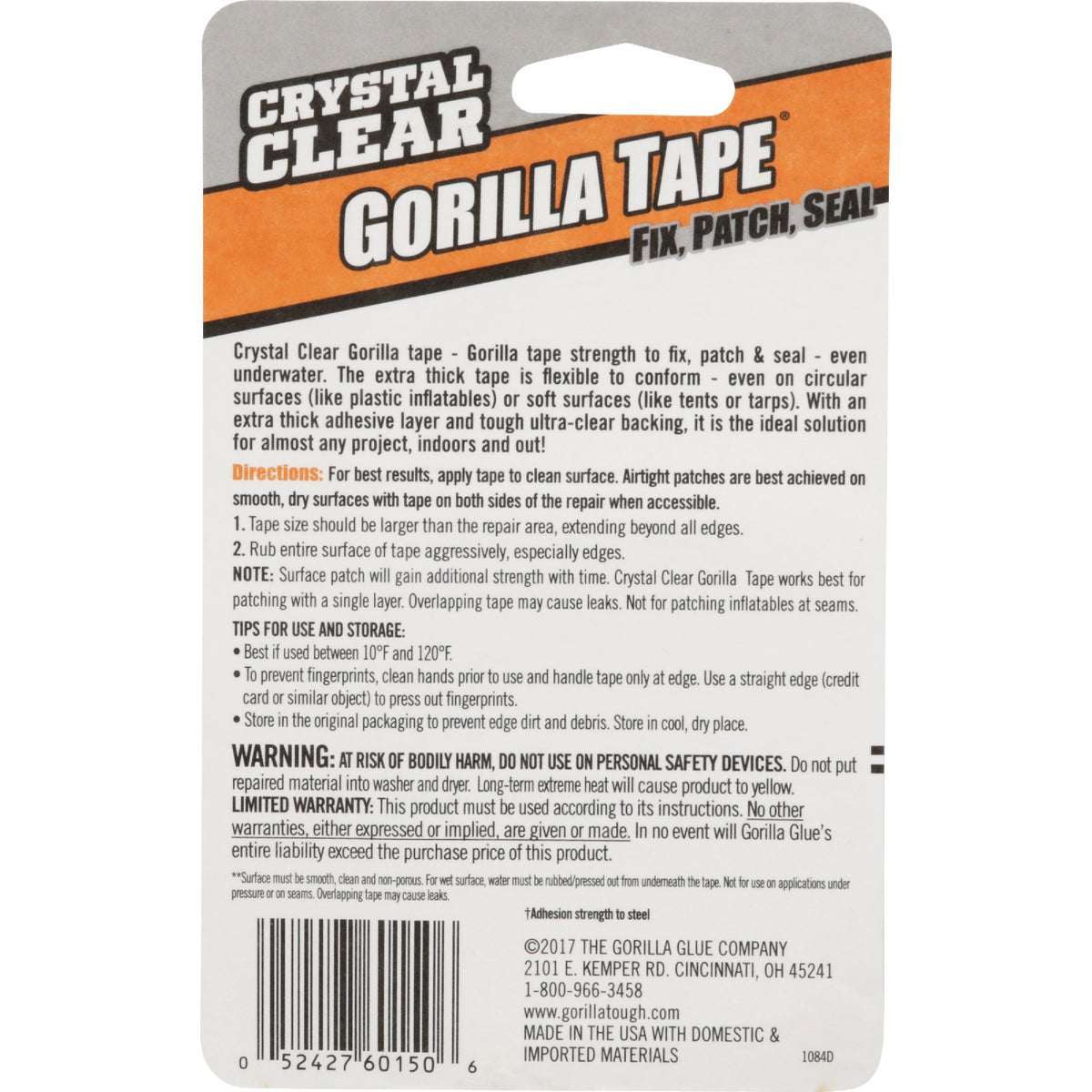 Gorilla 1-1/2 In. x 5 Yd. Crystal Clear Duct Tape, Clear Image 5