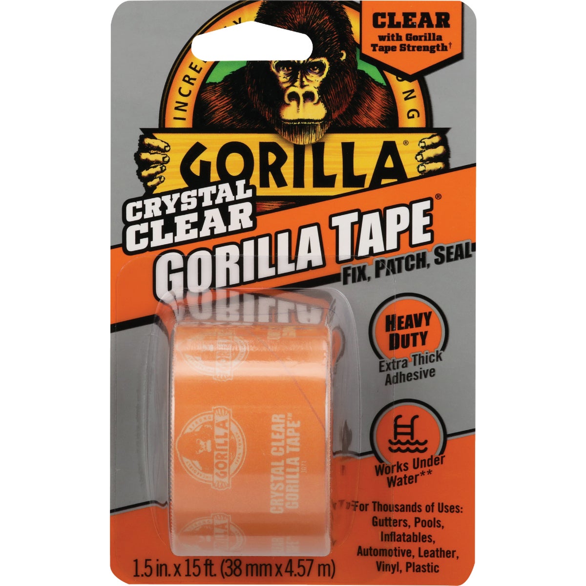 Gorilla 1-1/2 In. x 5 Yd. Crystal Clear Duct Tape, Clear