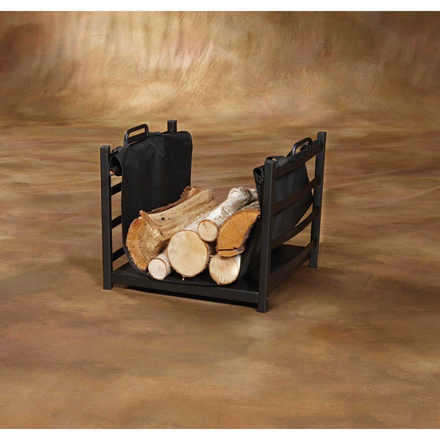 Home Impressions Steel & Canvas 16 In. W x 13-1/2 In. H x 15 In. D Black Fireplace Log Holder Image 3