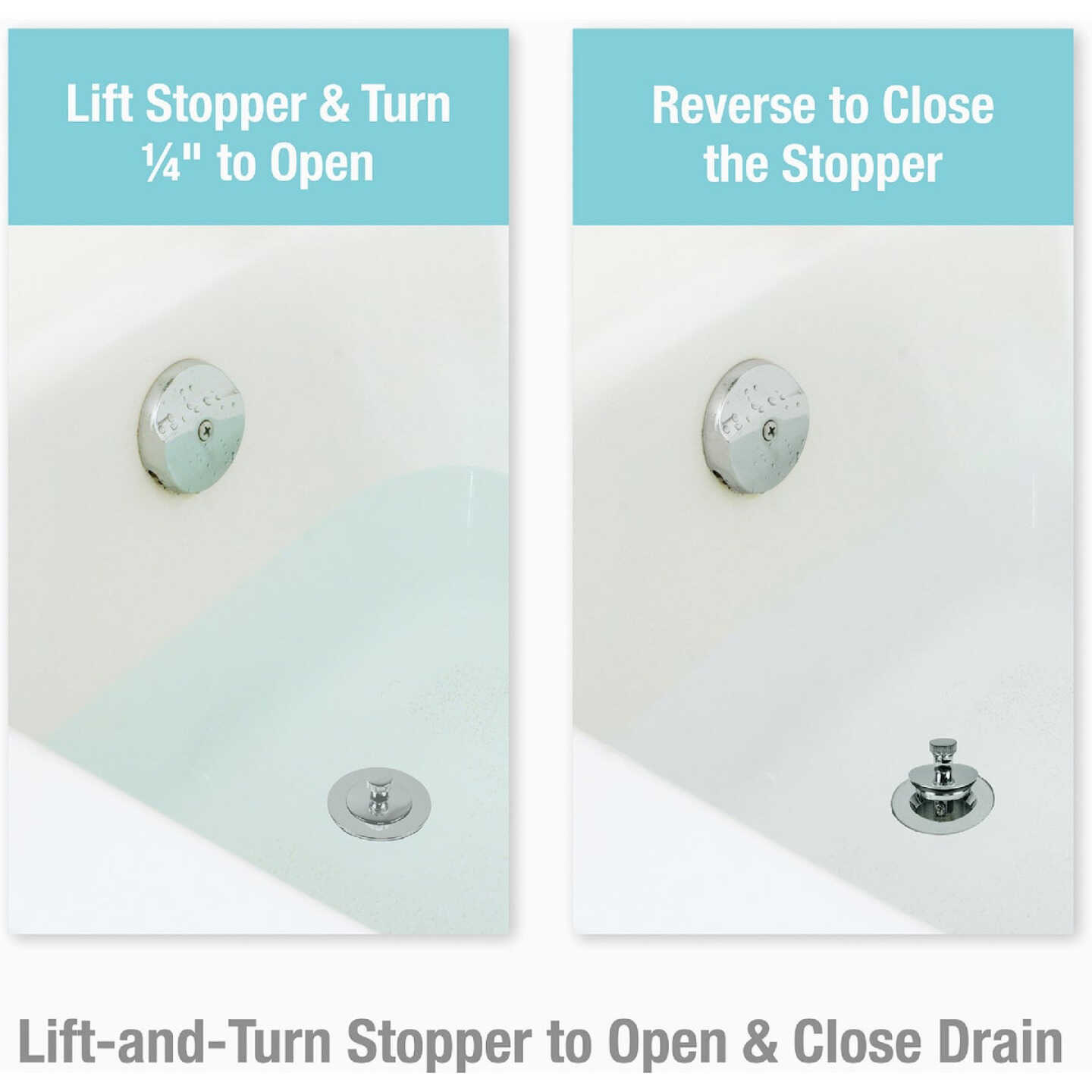 Danco Lift & Turn 3/8 In. & 5/16 In. Thread Tub Drain Stopper Cartridge in Chrome Image 8