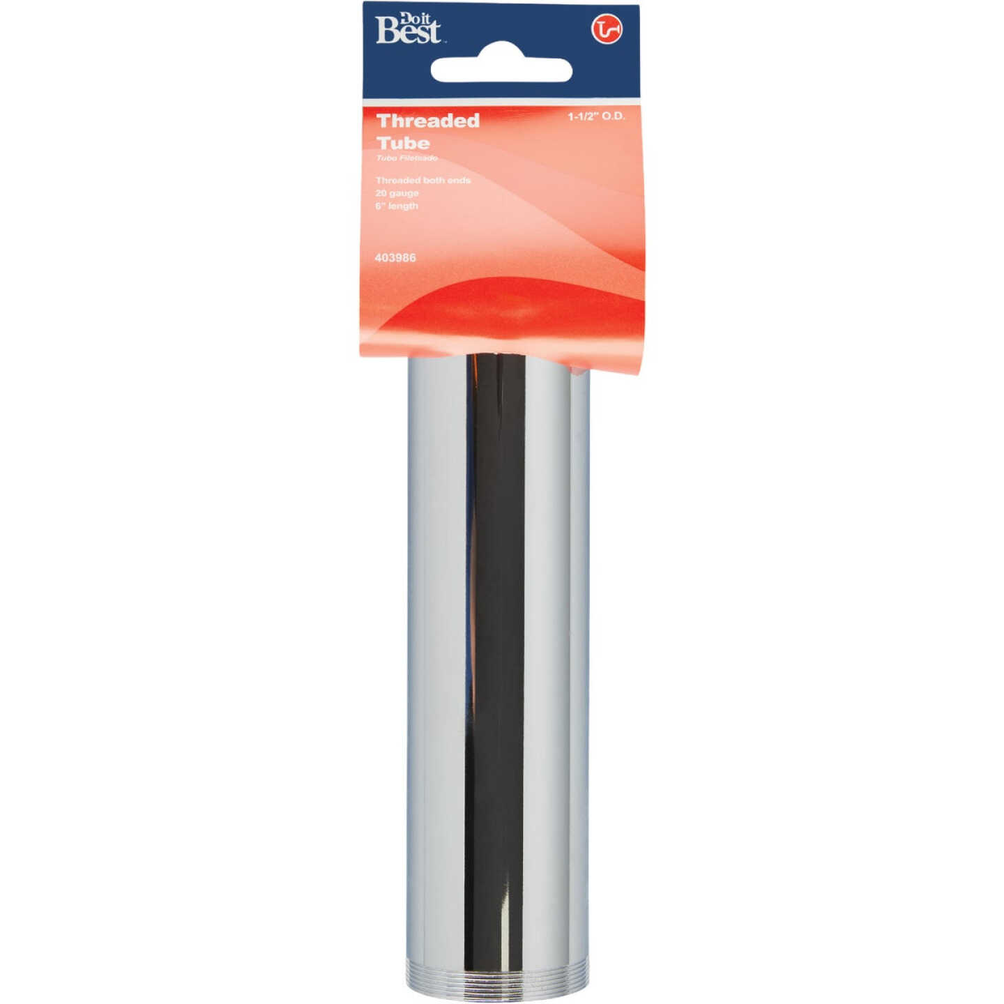 Do it Best 1-1/2 In. x 6 In. Chrome Plated 20 Gauge Threaded Tube Image 2