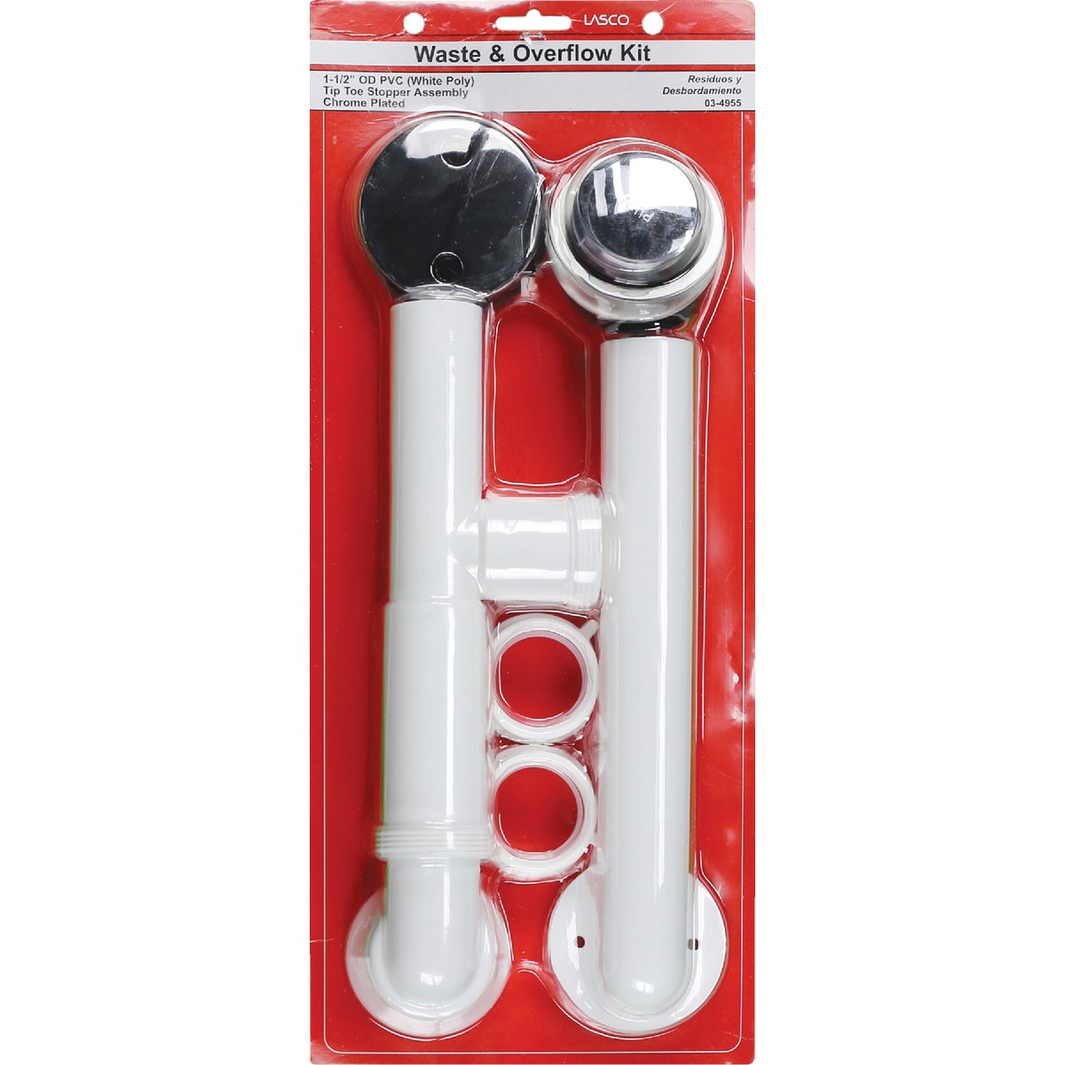 Lasco PVC Bath Drain with Polished Chrome Trim and Waste & Overflow Image 2