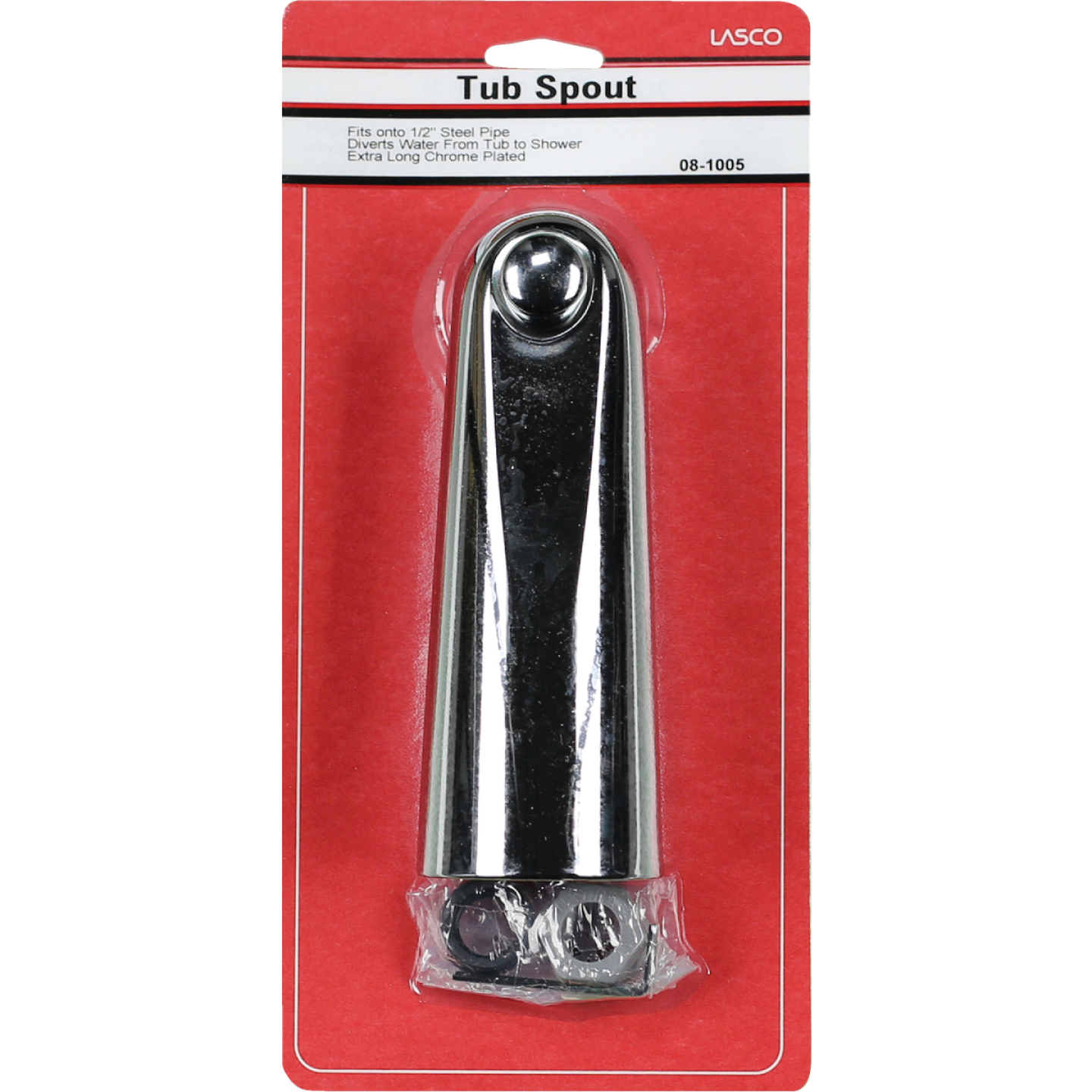 Lasco 7 In. Long Chrome Bathtub Spout with Diverter Image 2