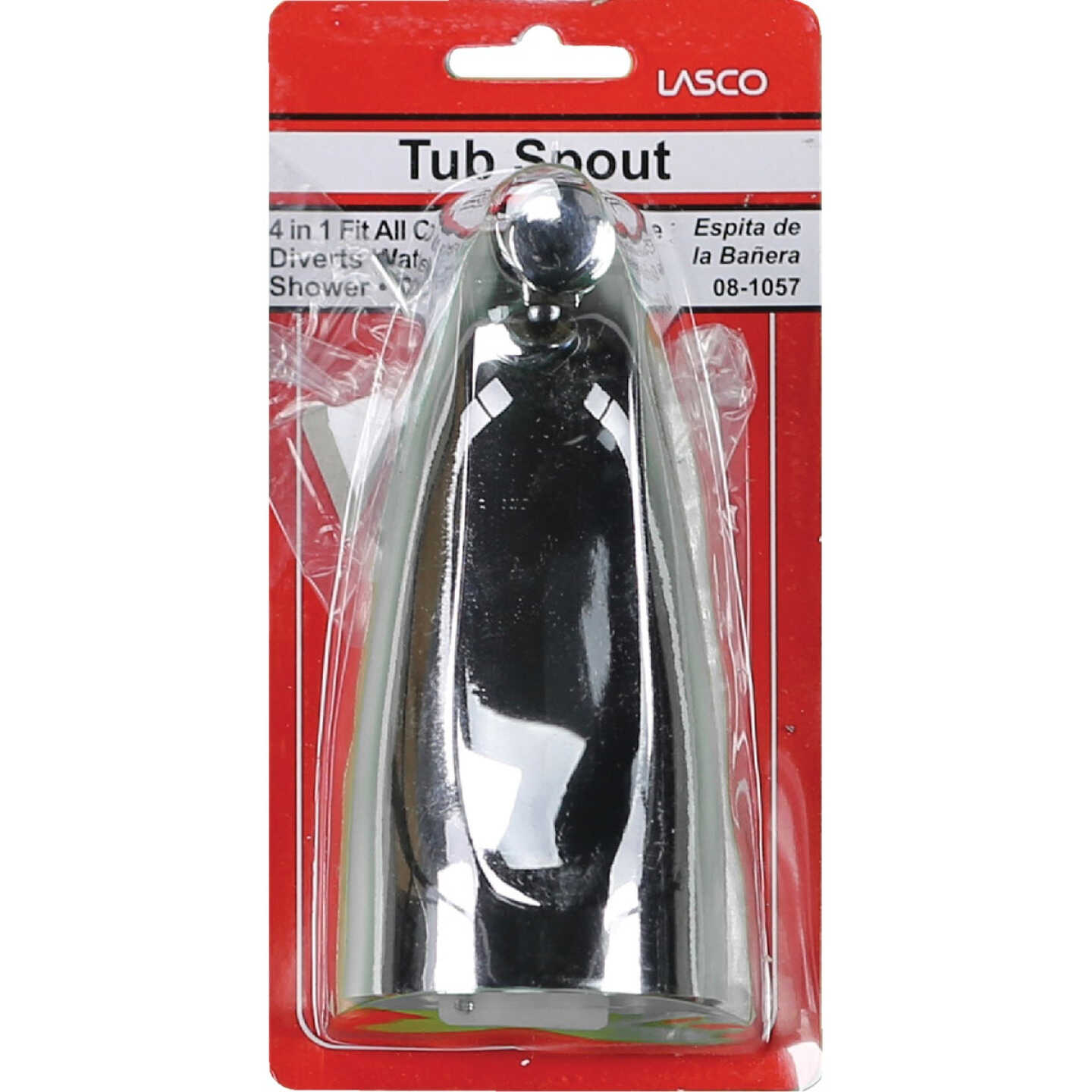 Lasco 4-Way Chrome Plated Bathtub Spout with Diverter Image 2