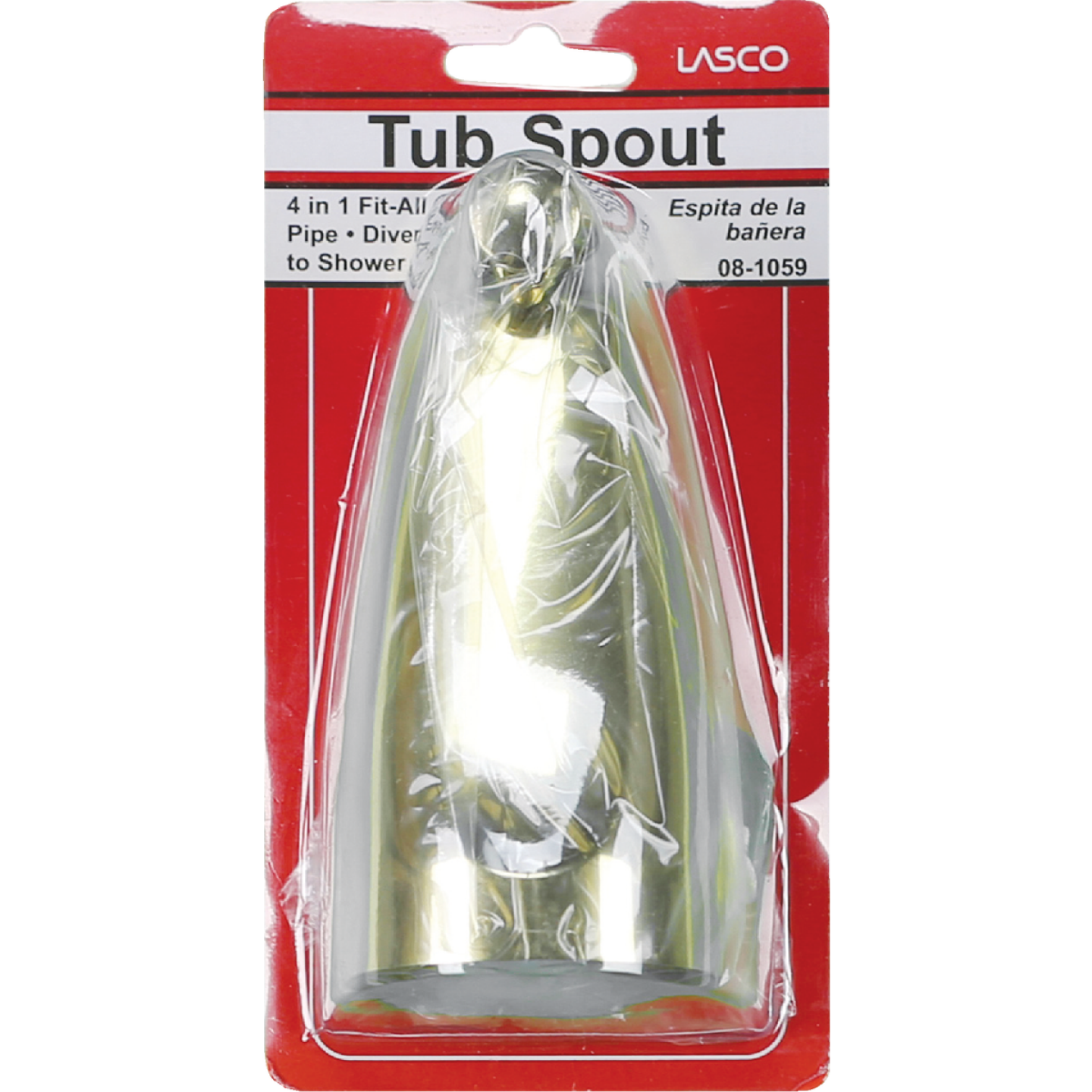 Lasco 4-Way Polished Brass Bathtub Spout with Diverter Image 2