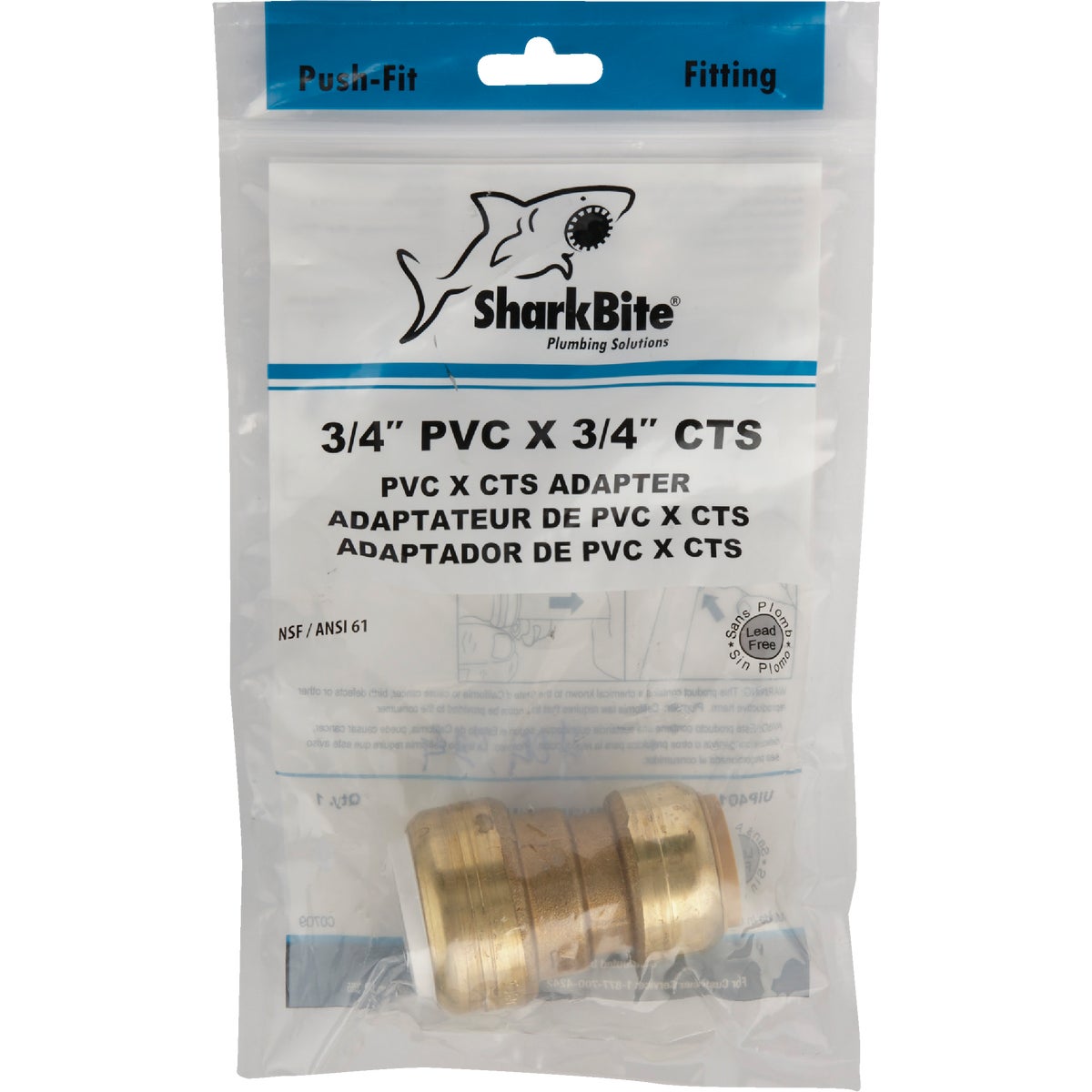 SharkBite 3/4 In. CTS X PVC Brass Push-to-Connect Coupling Image 2
