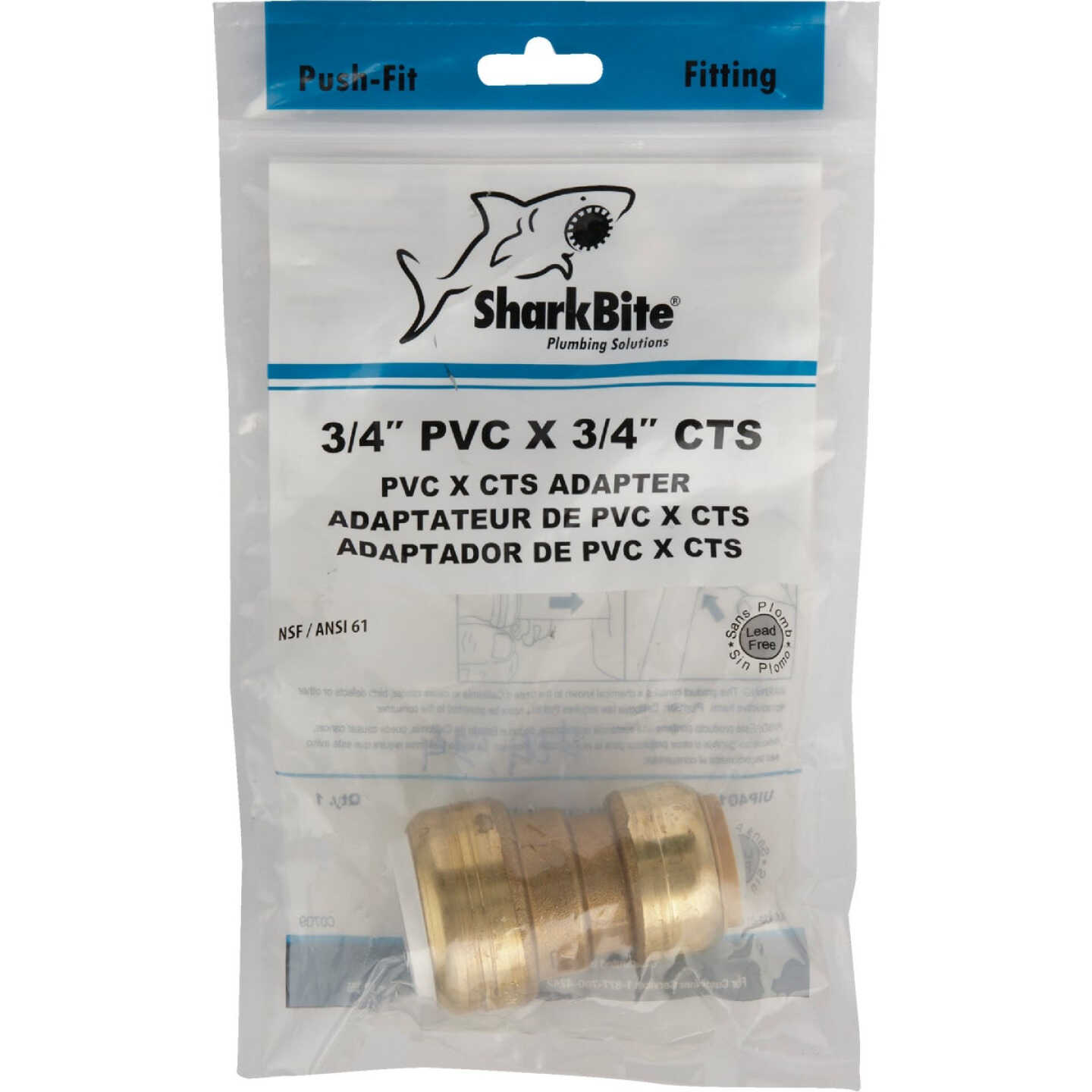 SharkBite 3/4 In. CTS X PVC Brass Push-to-Connect Coupling Image 2