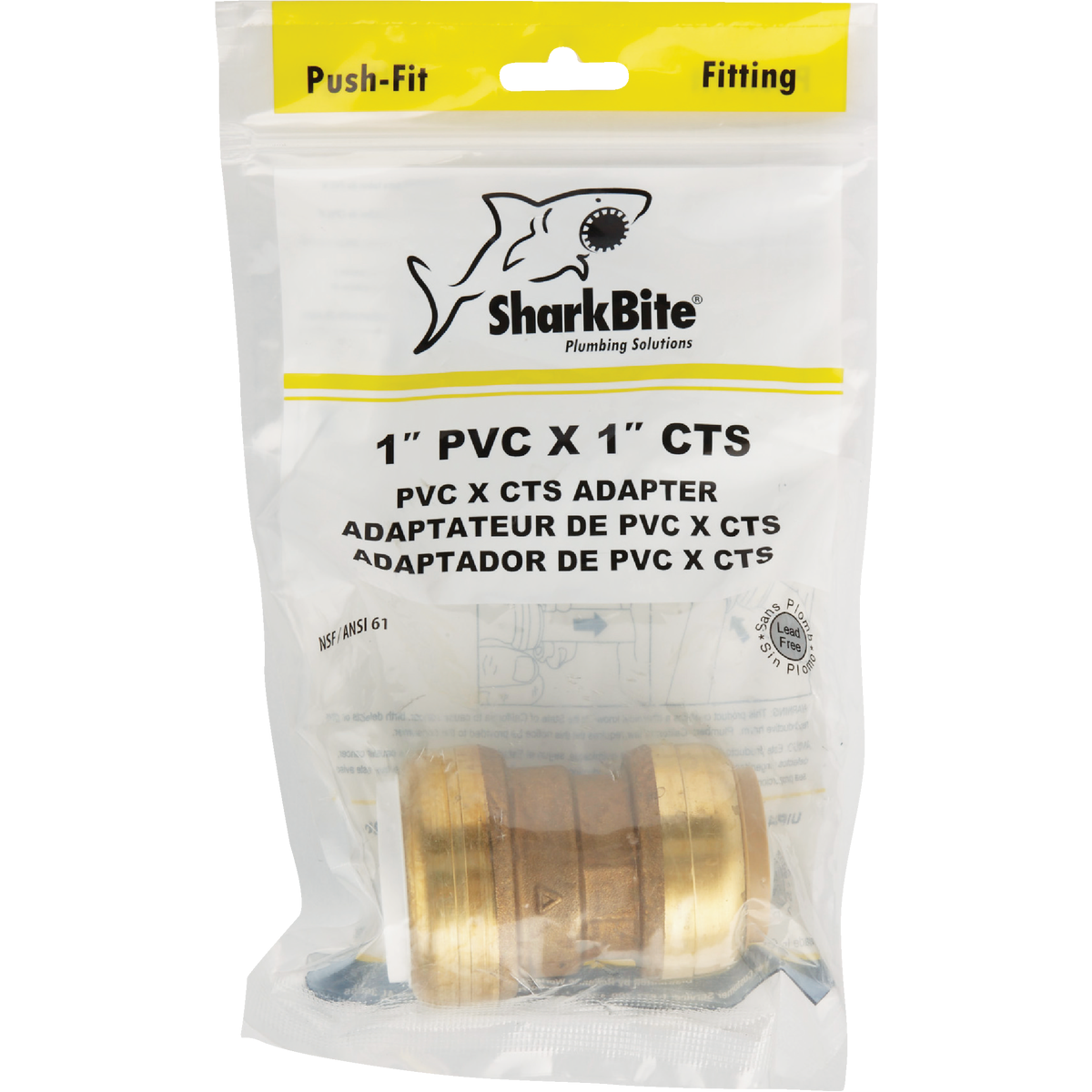 SharkBite 1 In. CTS X PVC Brass Push-to-Connect Coupling Image 2