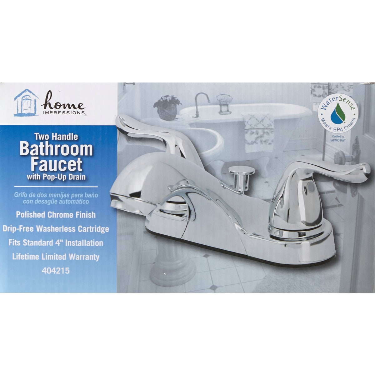 Home Impressions Polished Chrome 2-Handle Knob 4 In. Centerset Bathroom Faucet with Pop-Up Image 2