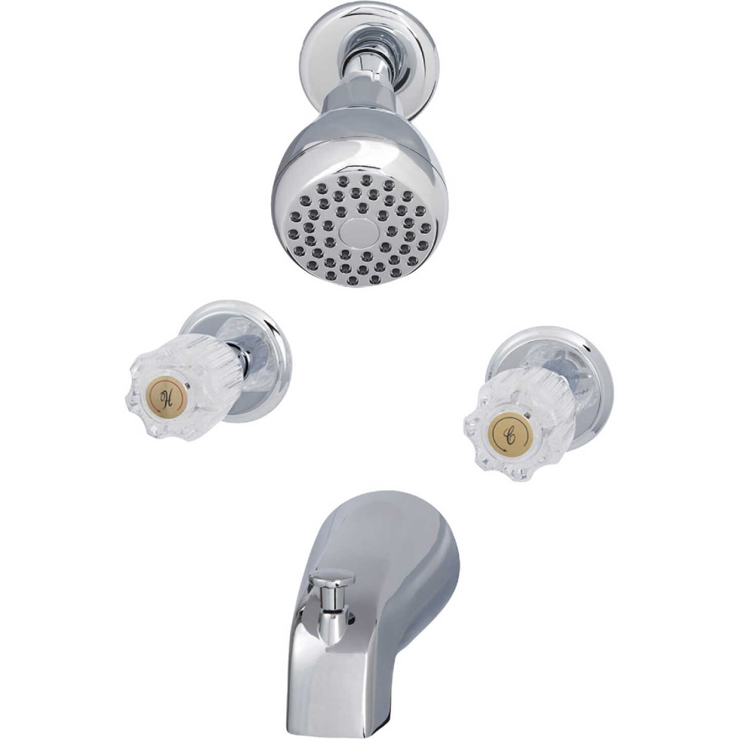 Home Impressions Chrome 2-Handle Acrylic Knob Tub & Shower Faucet Image 1