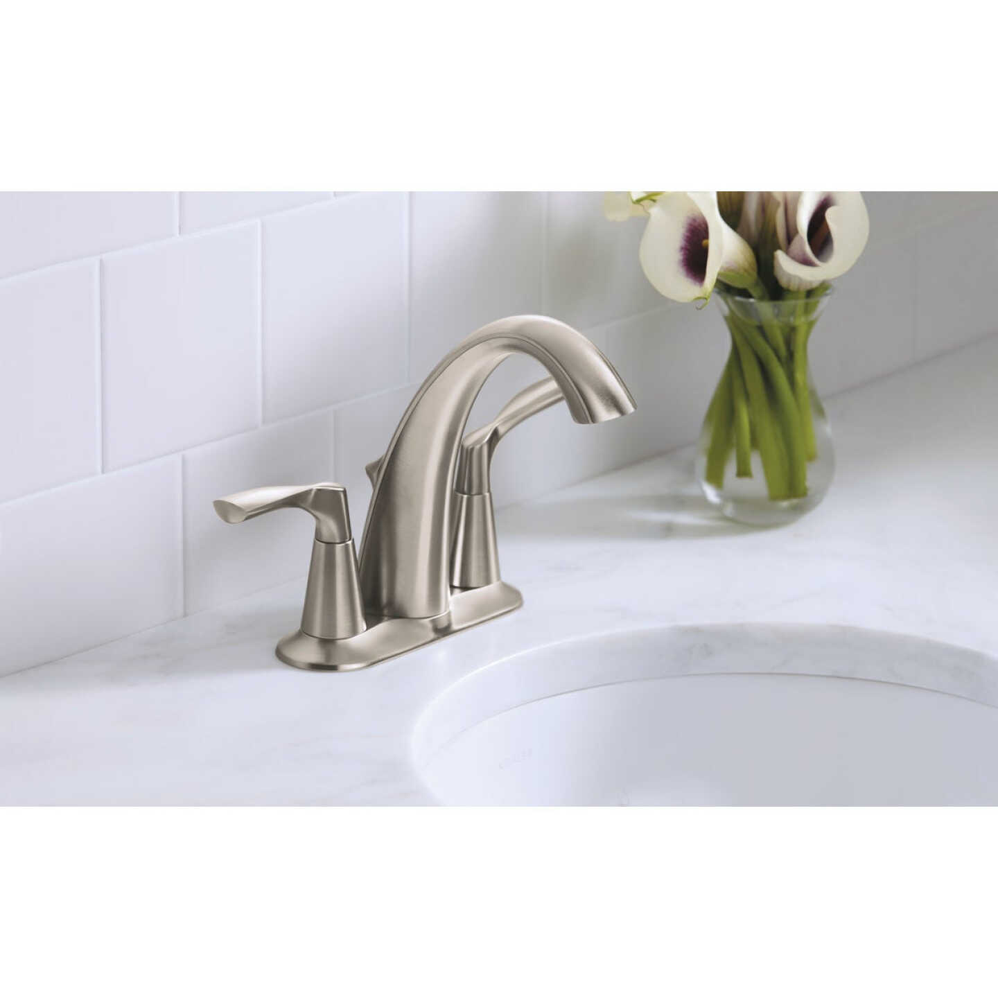 Kohler Mistos Brushed Nickel 2-Handle Lever 4 In. Centerset Bathroom Faucet with Pop-Up Image 2