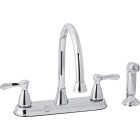 Home Impressions 2-Handle Traditional Lever Kitchen Faucet with Side Spray, Chrome Image 1